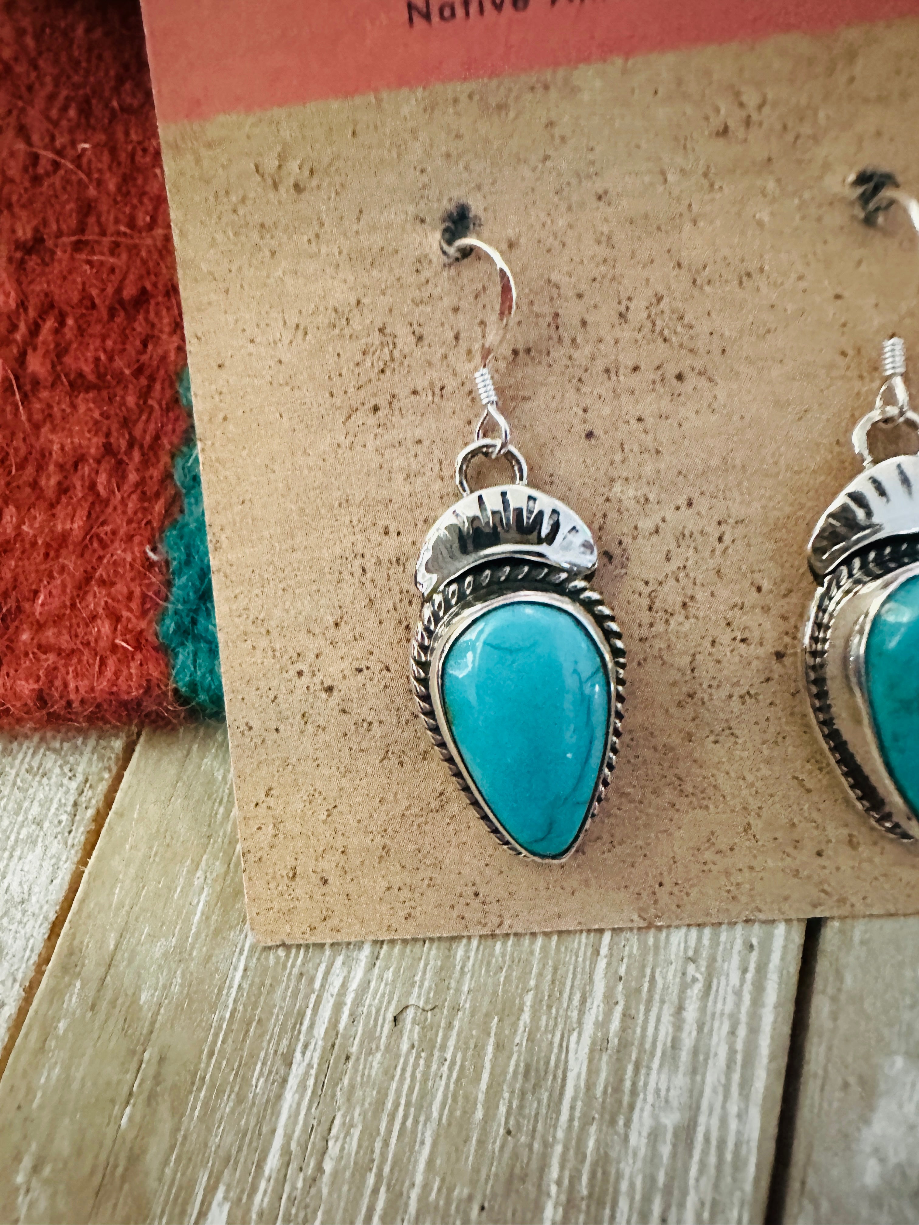 Handcrafted Turquoise & Sterling Silver Dangle Earrings