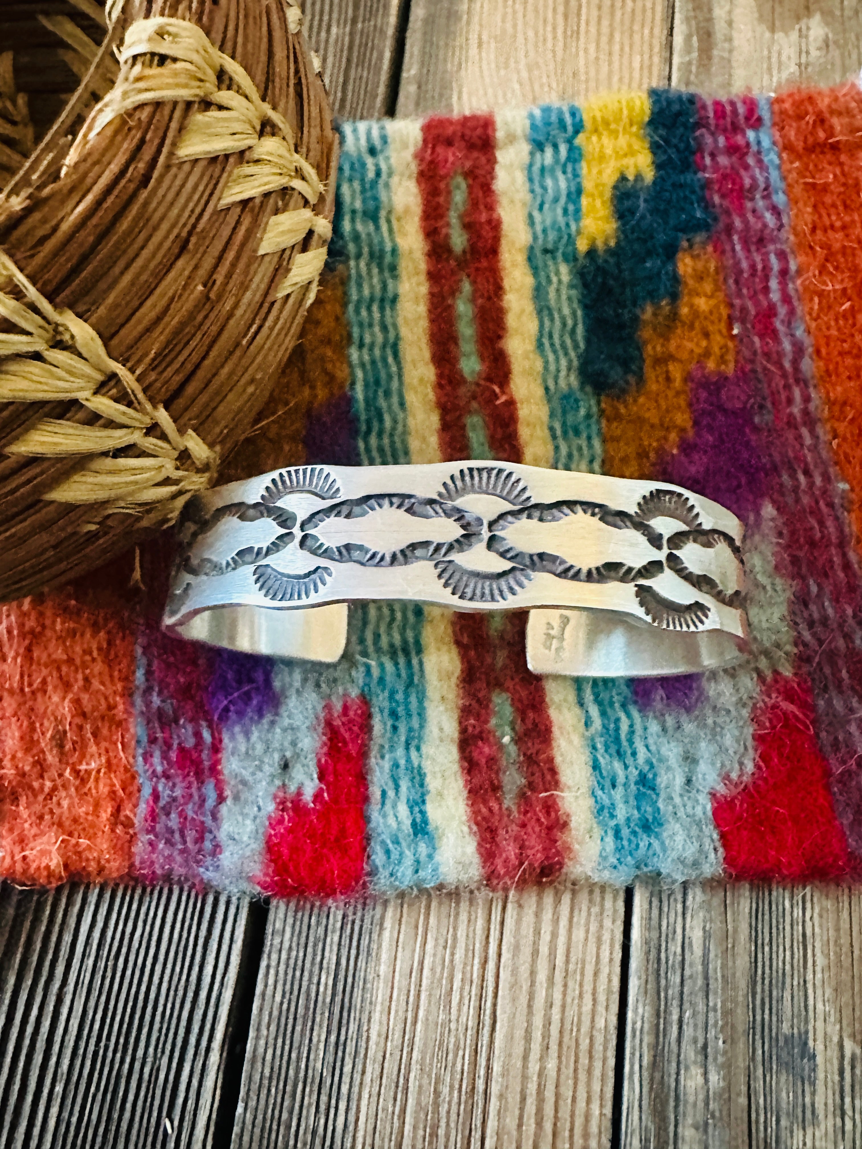 Handcrafted Old Pawn Sterling Silver Cuff Bracelet