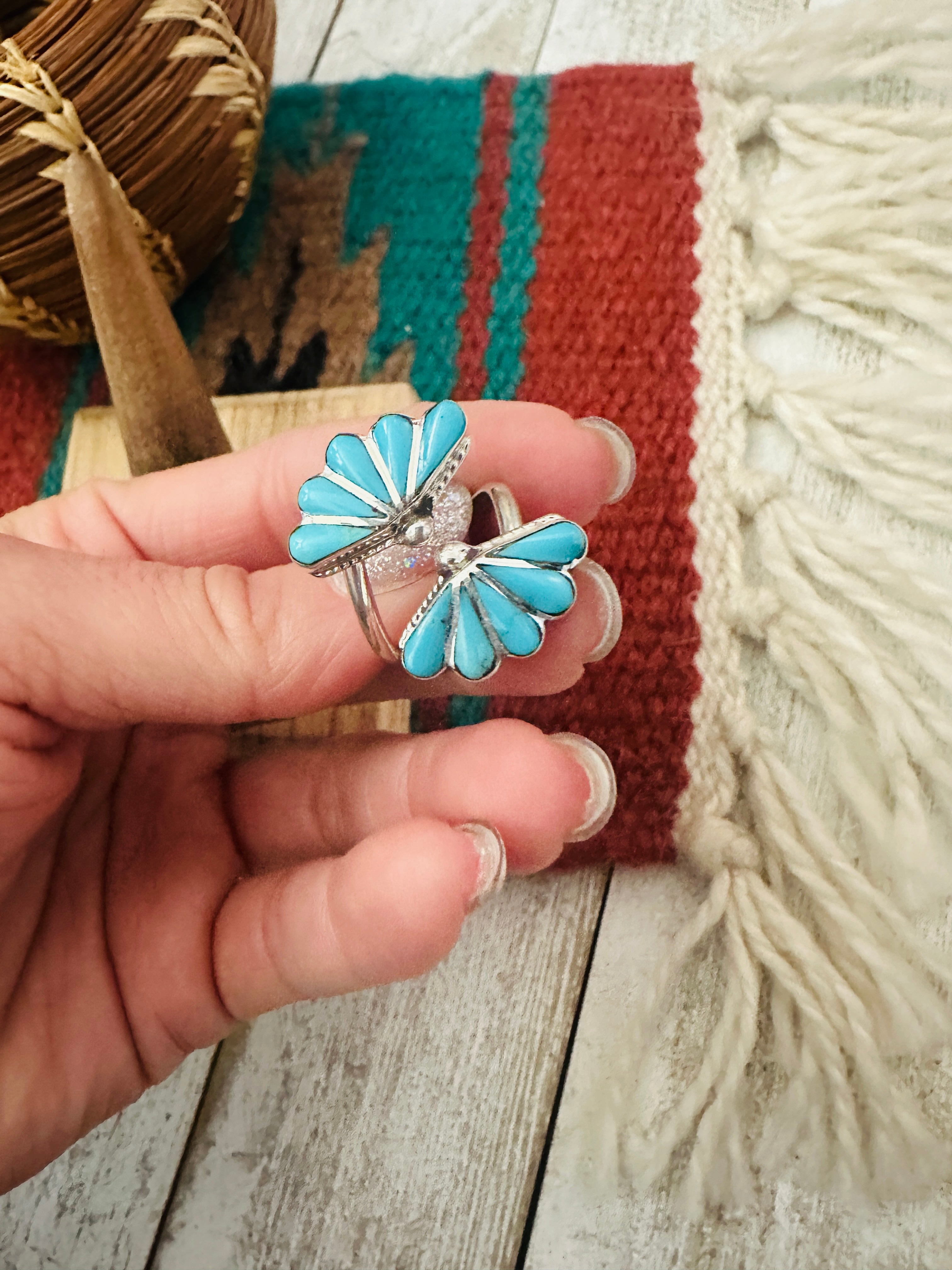 Handcrafted Sterling Silver & Turquoise Adjustable Ring