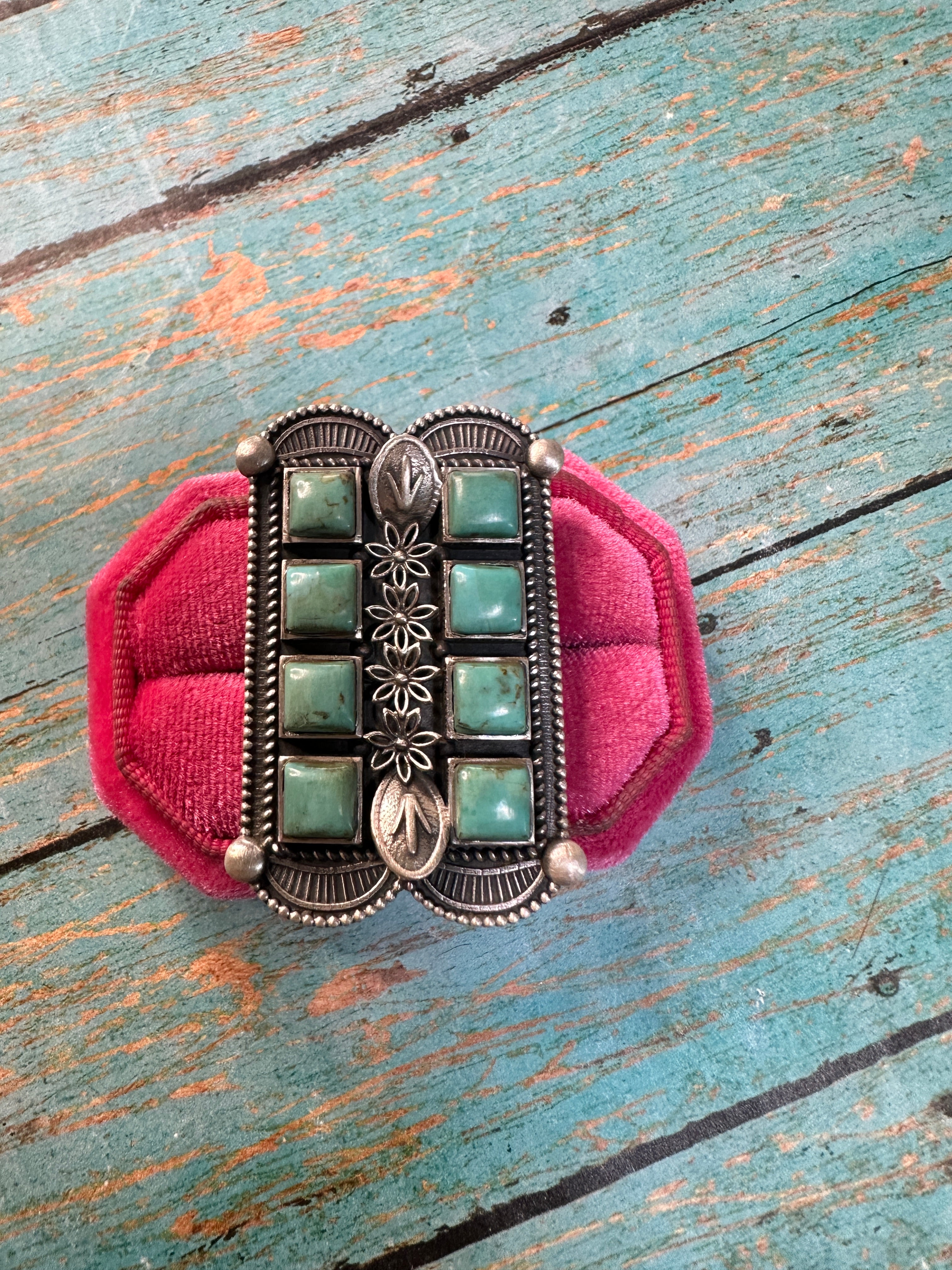 Handmade Turquoise & Sterling Silver Adjustable Double Row Ring