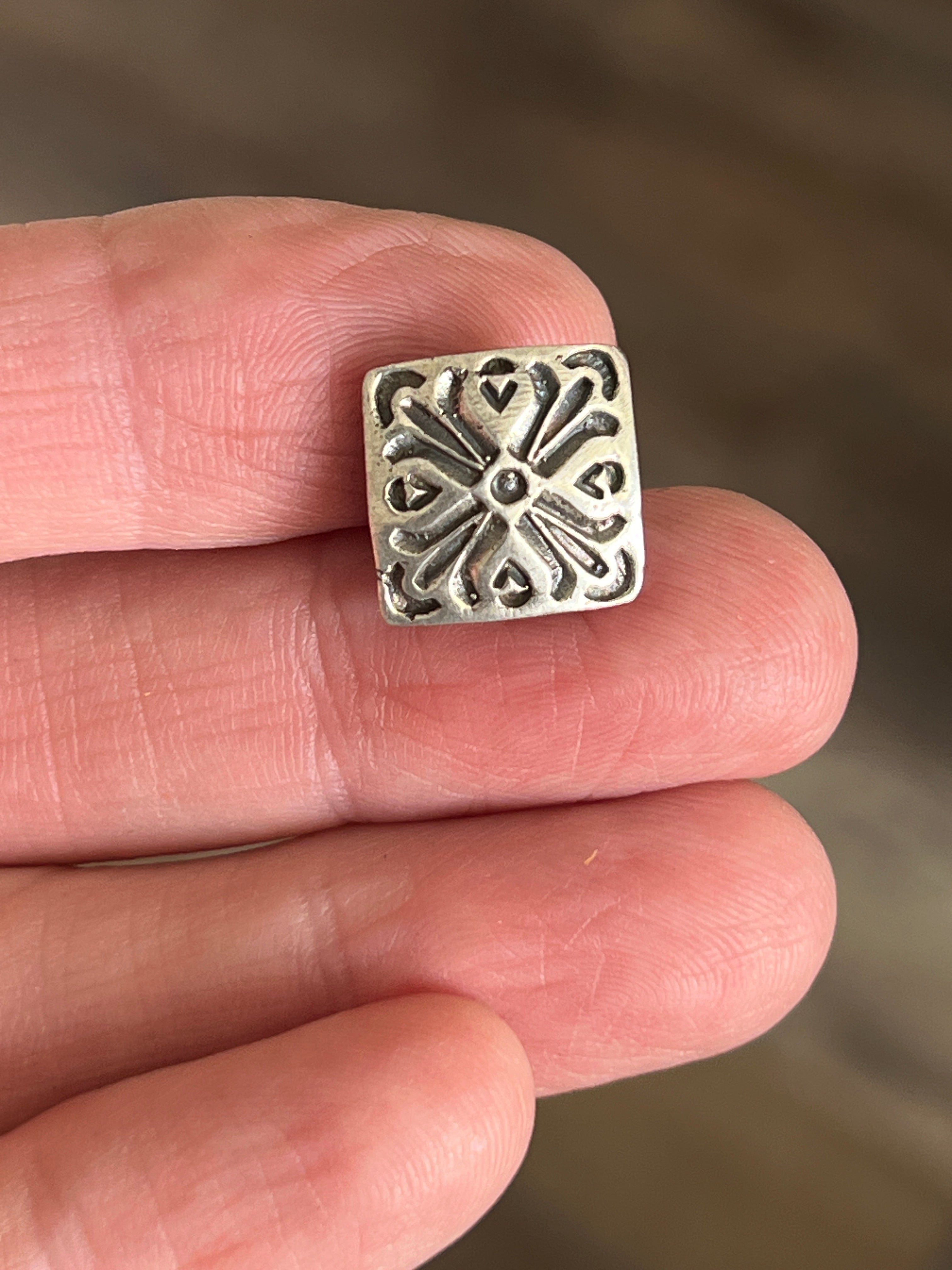 Sterling Silver Mini Concho Slide, Four Corners