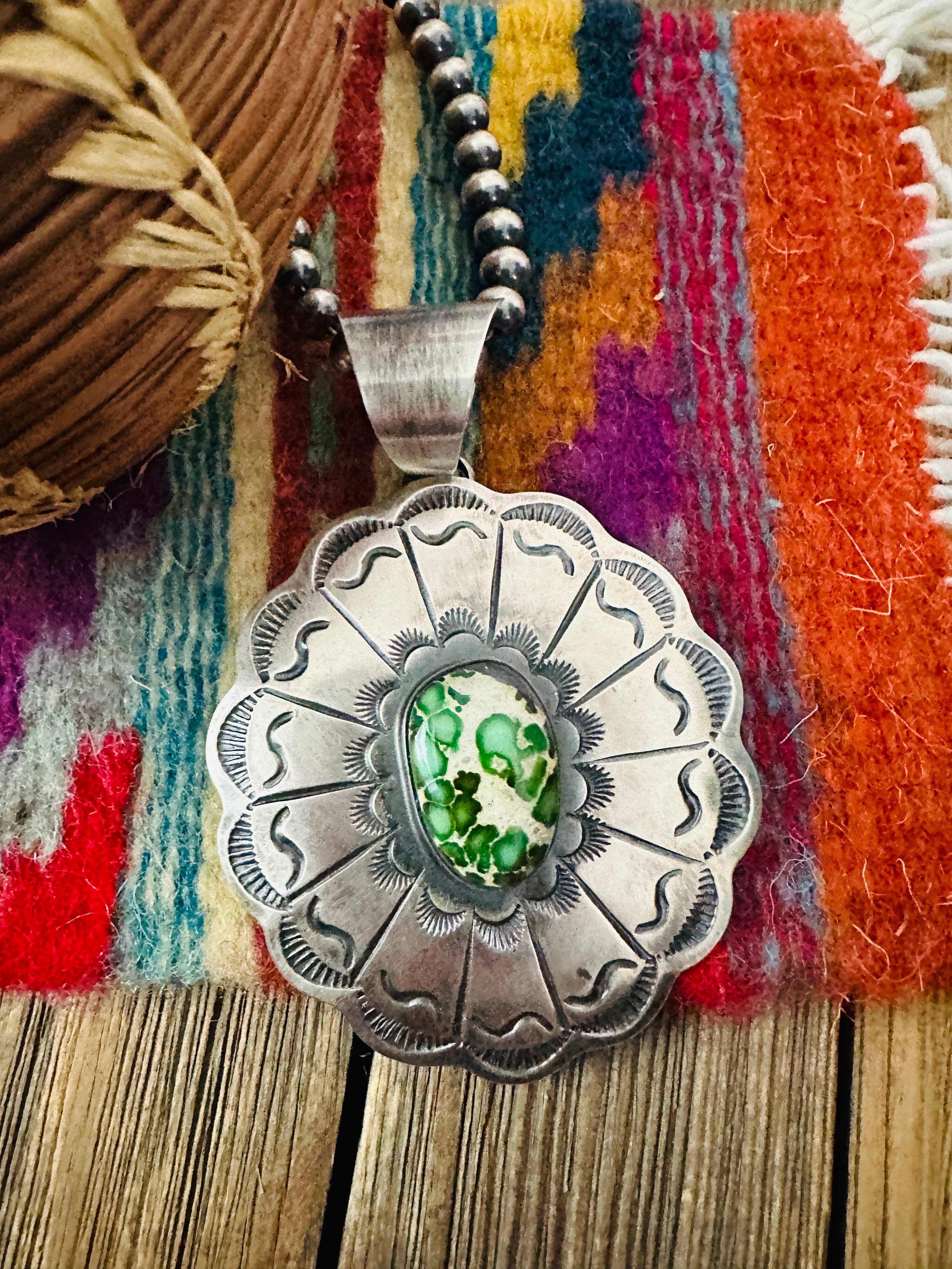 Handcrafted Sonoran Gold Turquoise & Sterling Silver Pendant by Chimney Butte