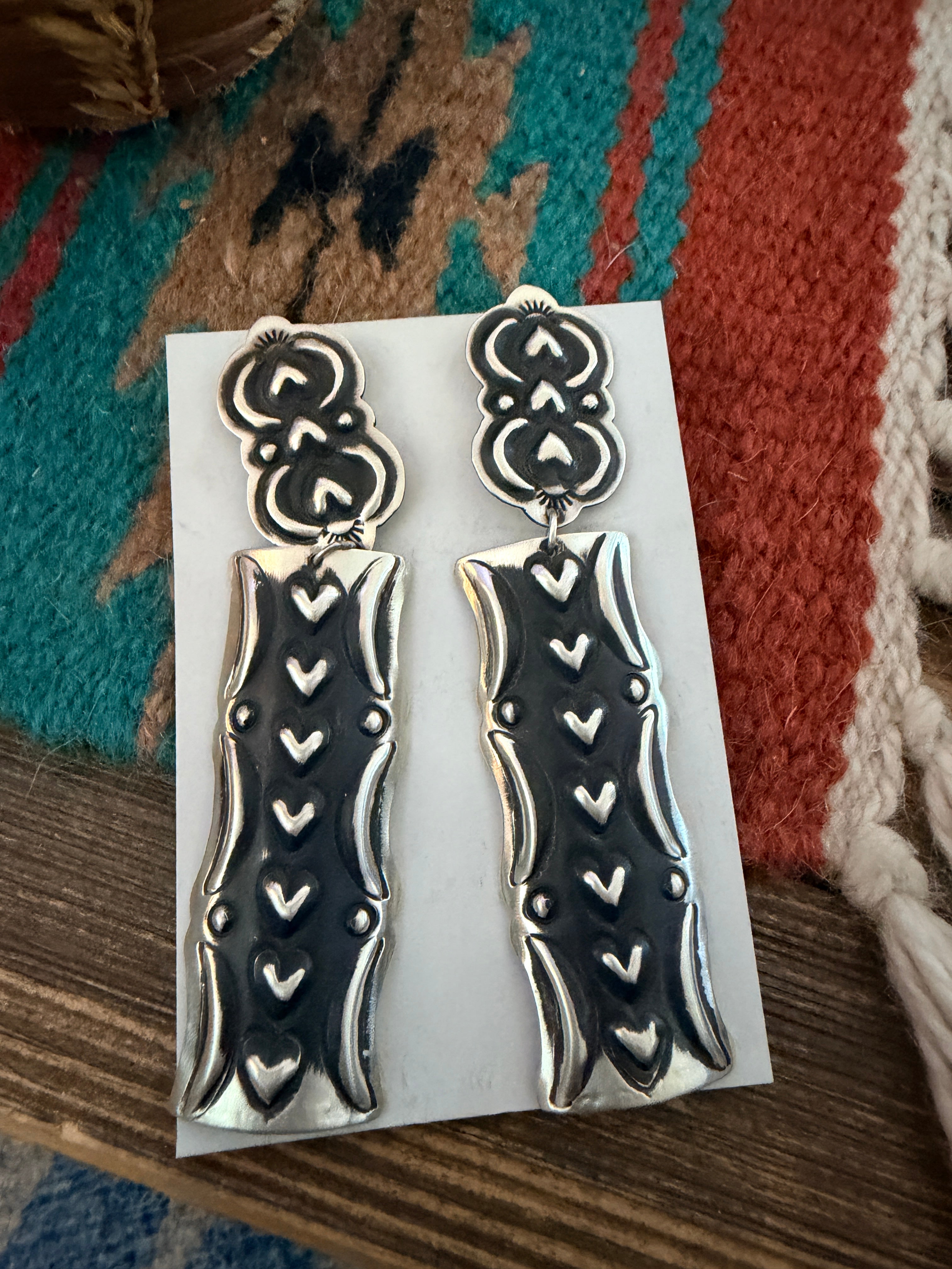 Handcrafted Sterling Silver Concho Dangle Earrings by Leander Tahe