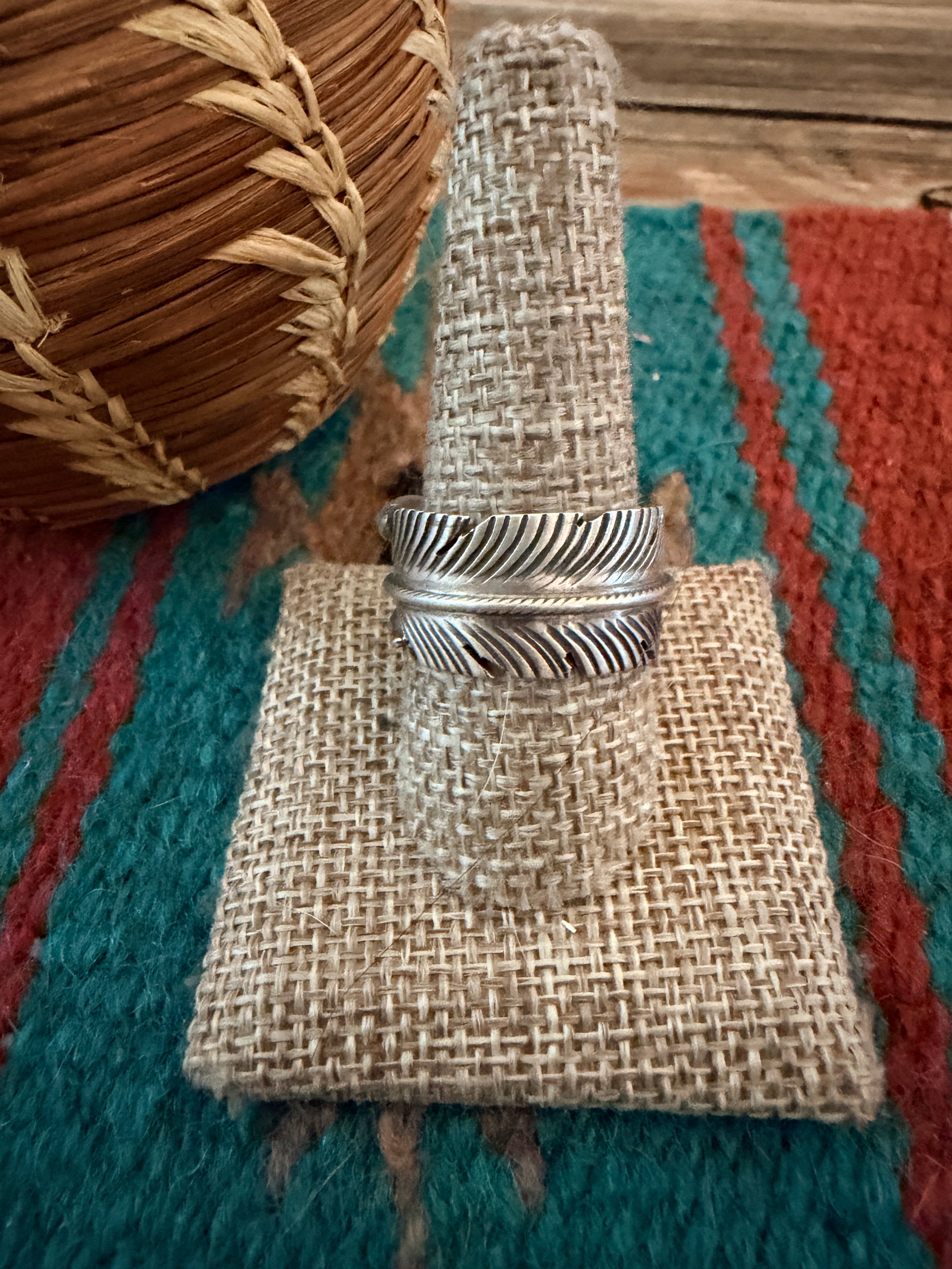 Handcrafted Sterling Silver Feather Band Ring