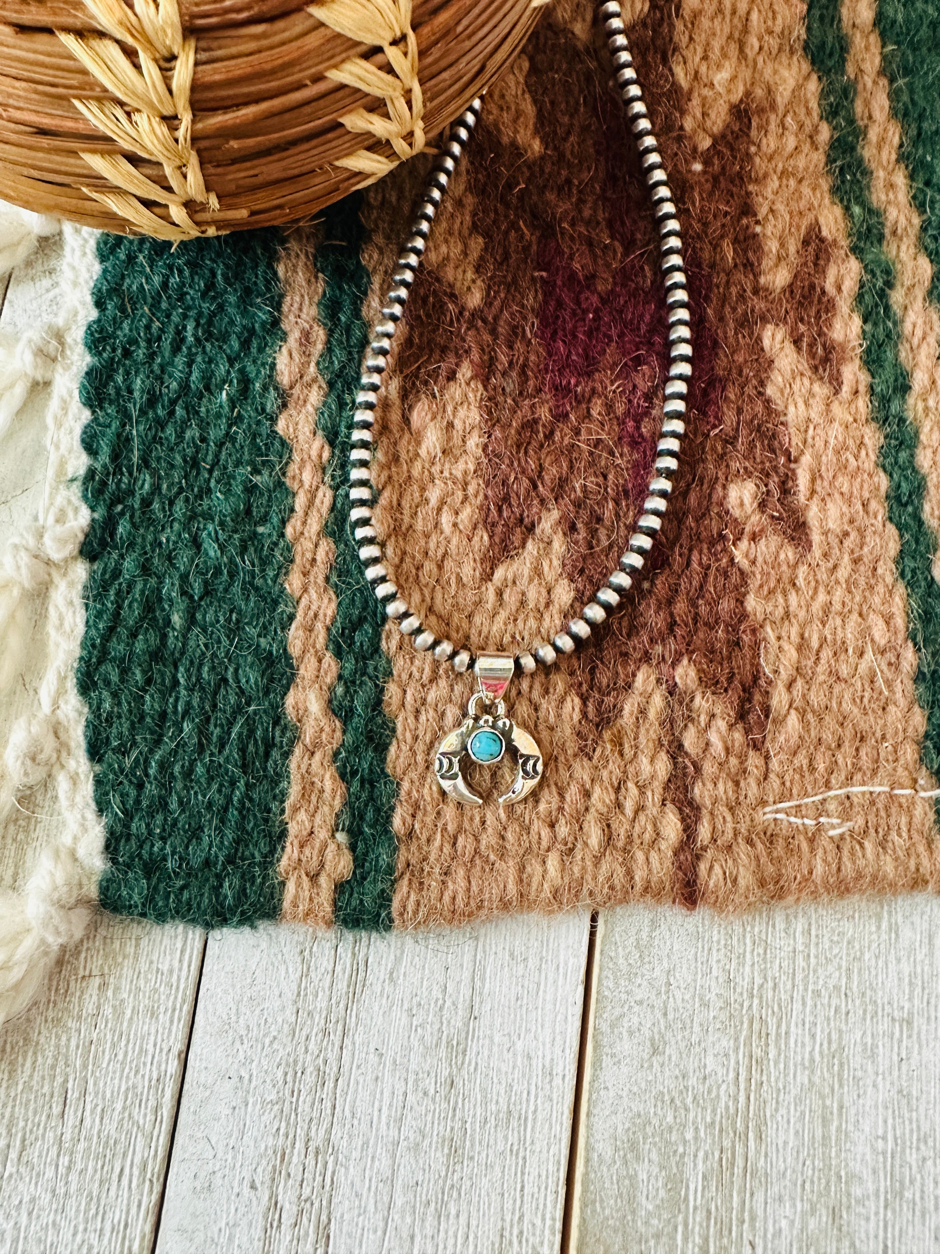Handcrafted Turquoise & Sterling Silver Mini Naja Pendant