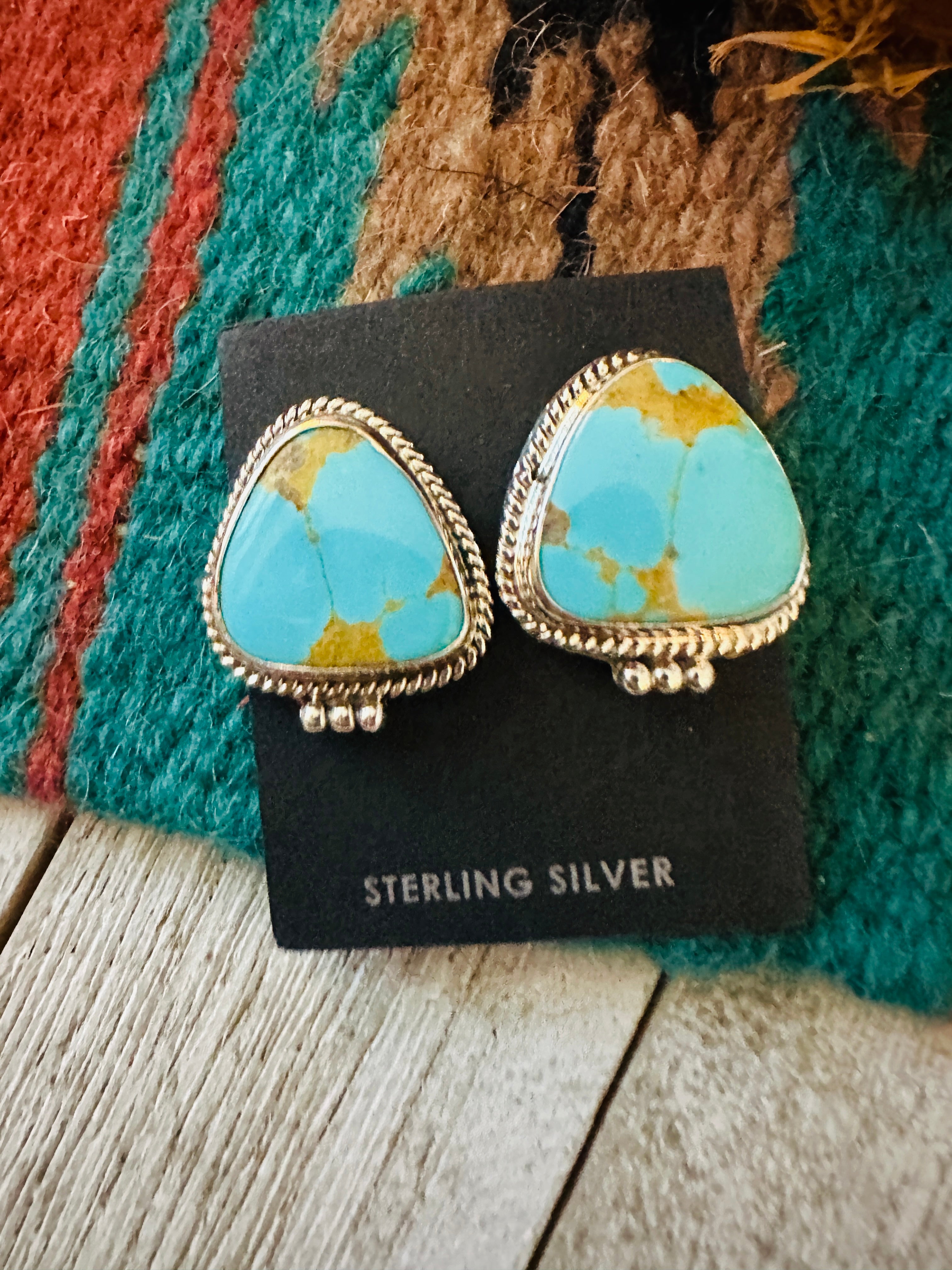 Navajo Turquoise & Sterling Silver Post Earrings