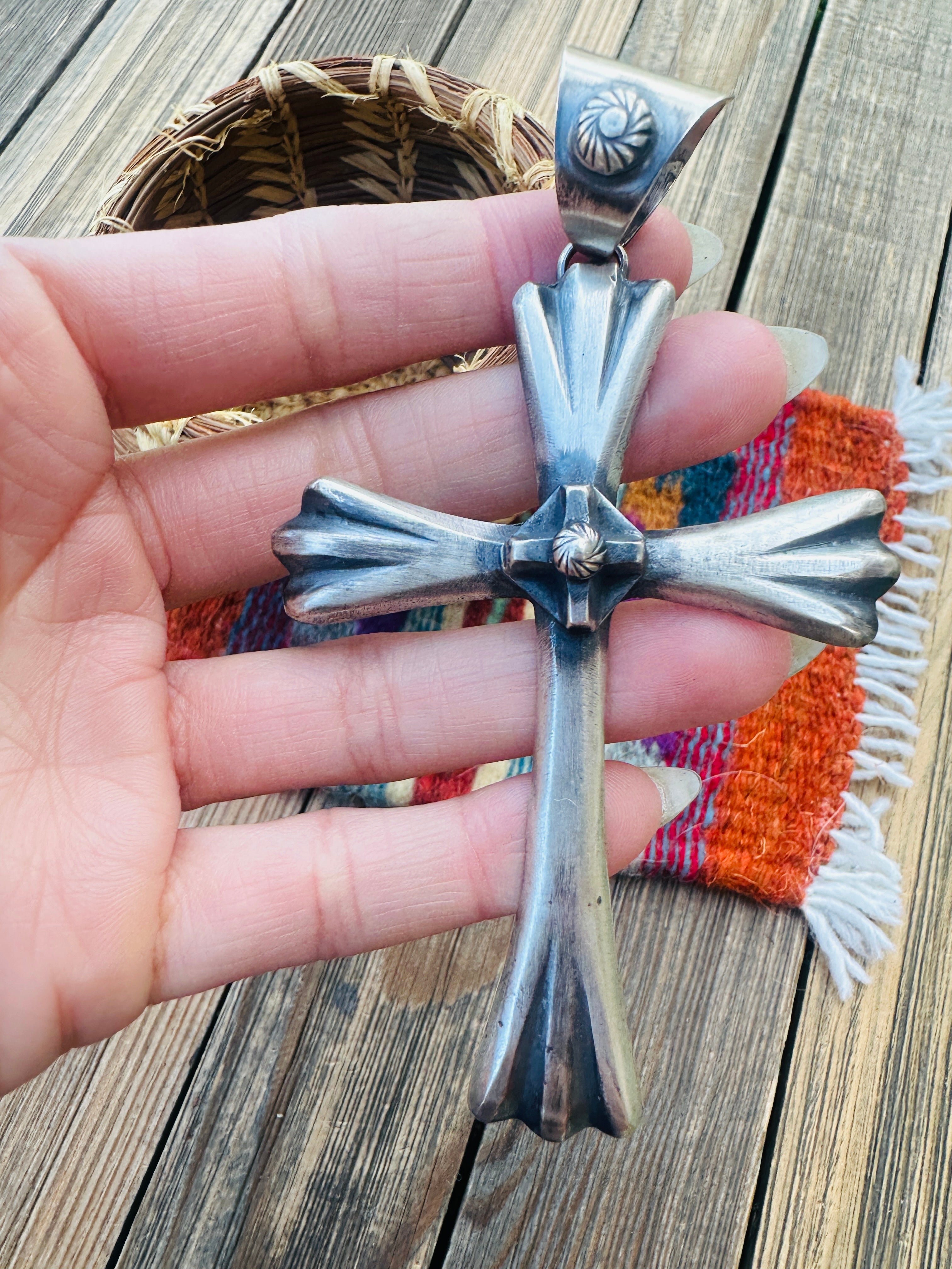Handcrafted Sterling Silver Cross Pendant by Chimney Butte