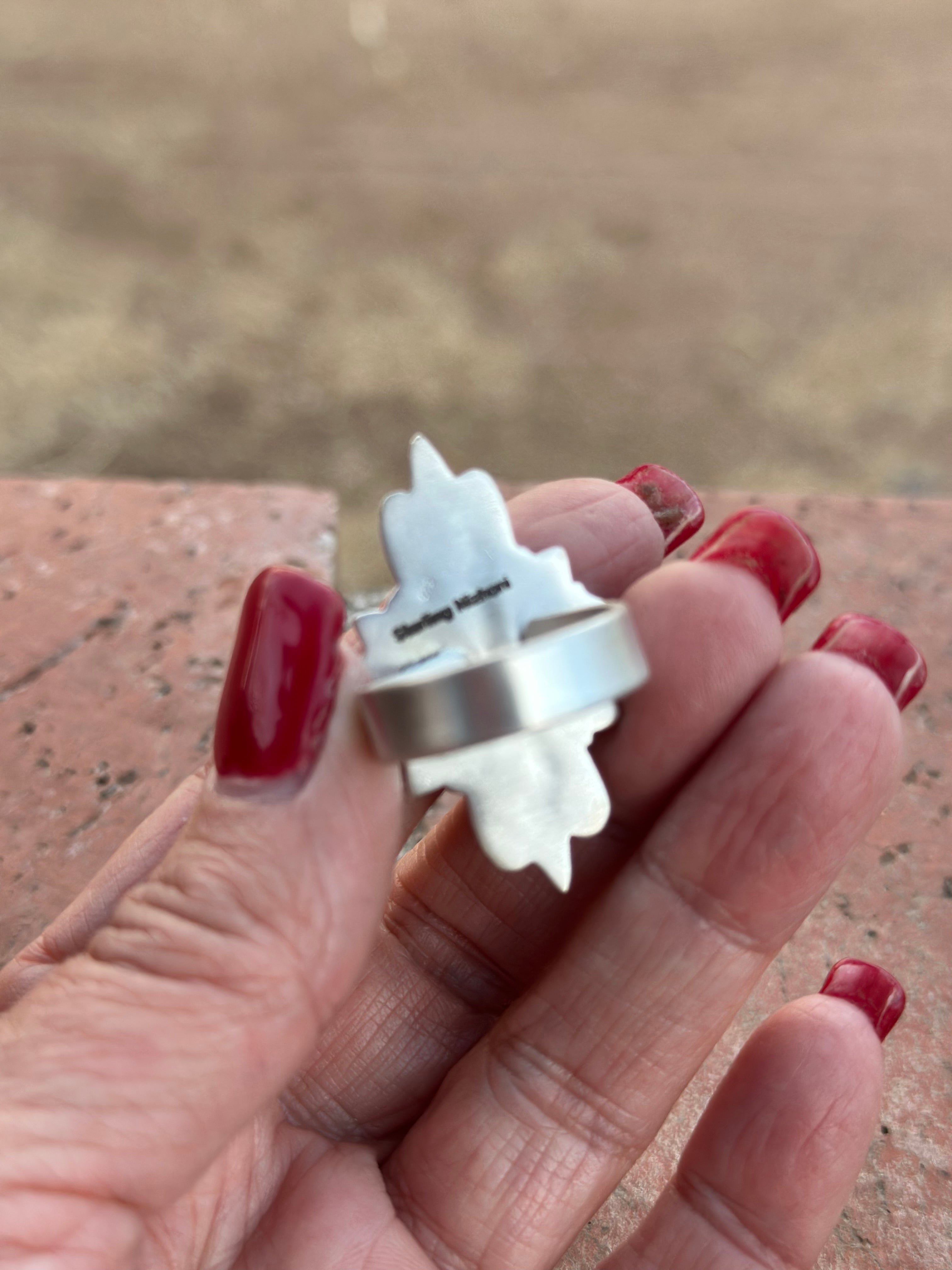 Beautiful Handmade Dahlia Rose And Sterling Silver Adjustable Ring