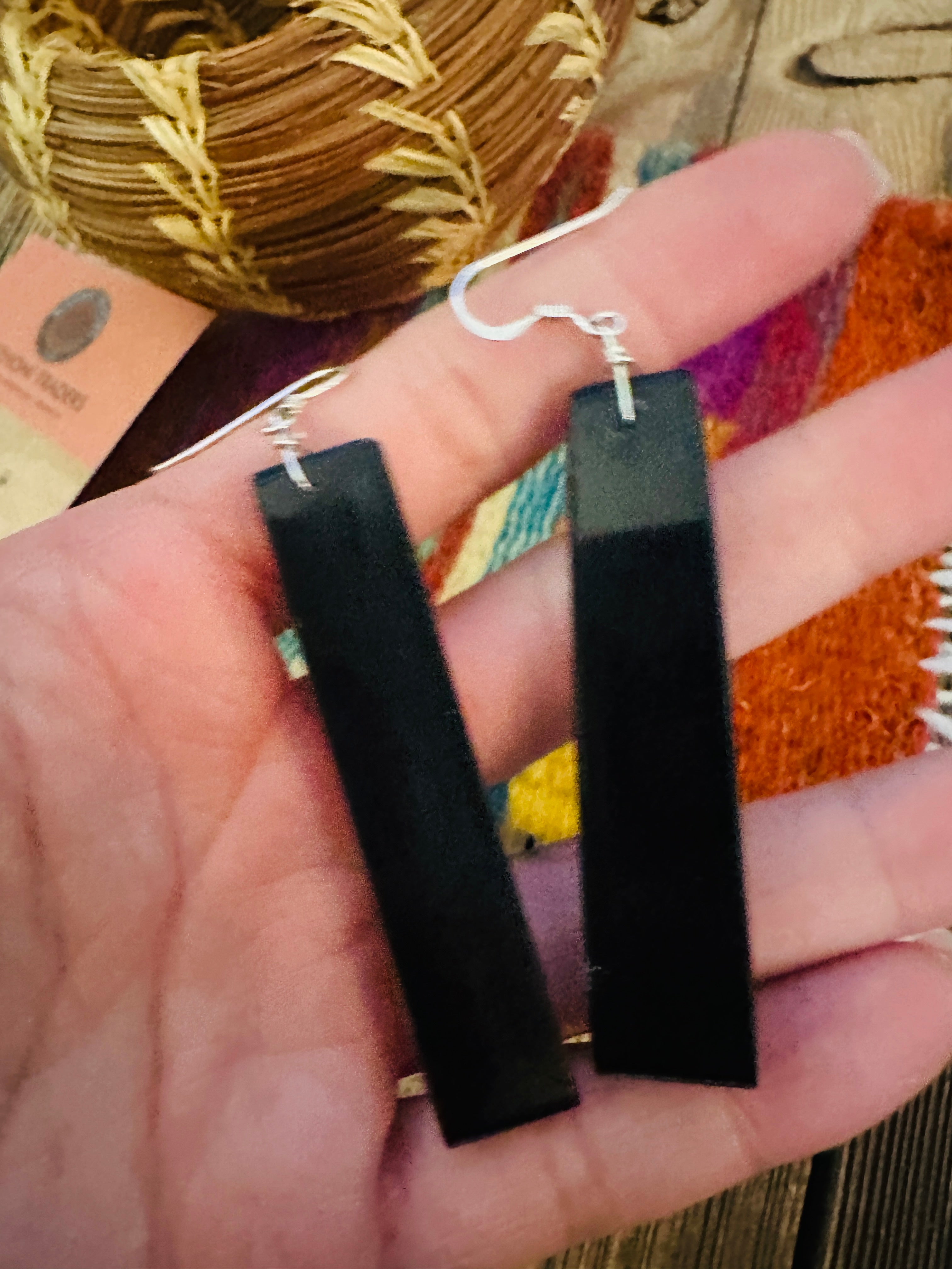 Handcrafted Multi Stone Inlay Slab Dangle Earrings