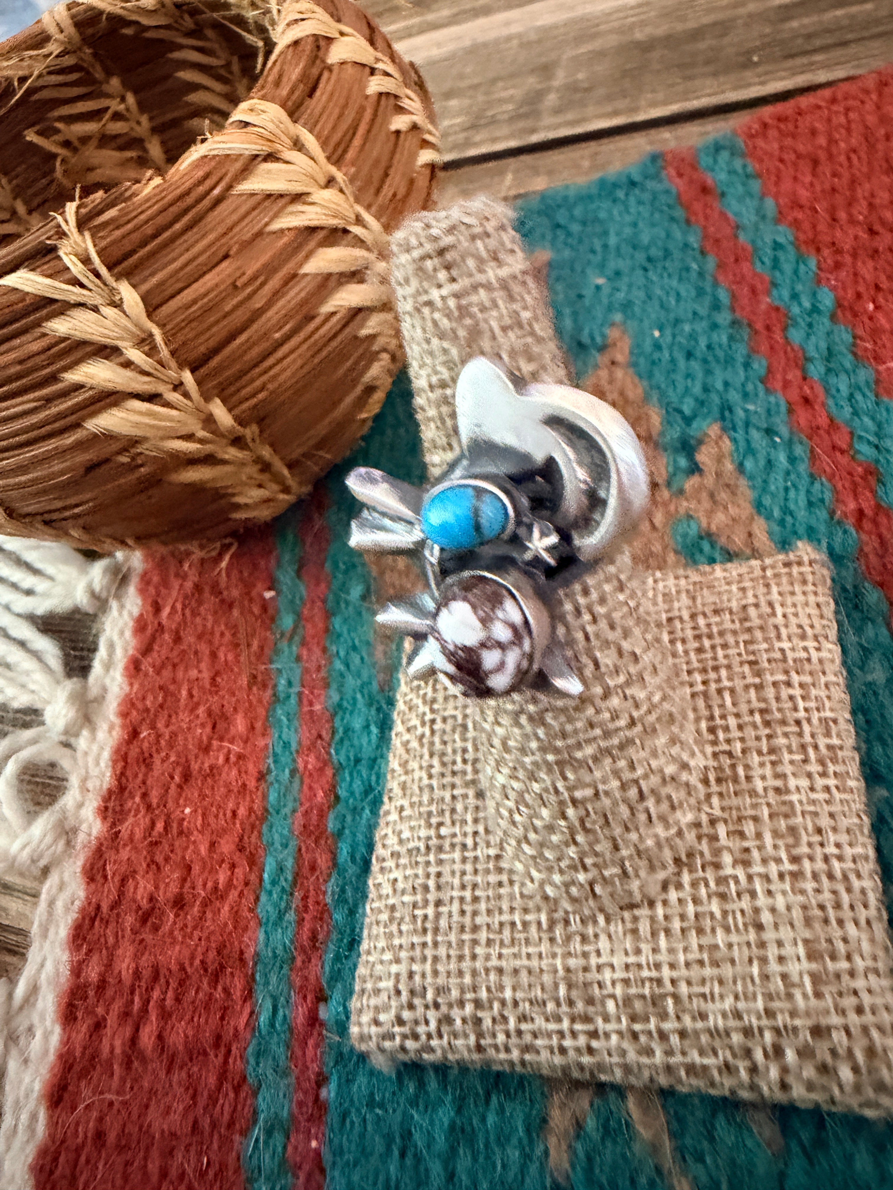 Handcrafted Wild Horse, Turquoise and Sterling Silver Goat Ring size 6.75 by Chimney Butte