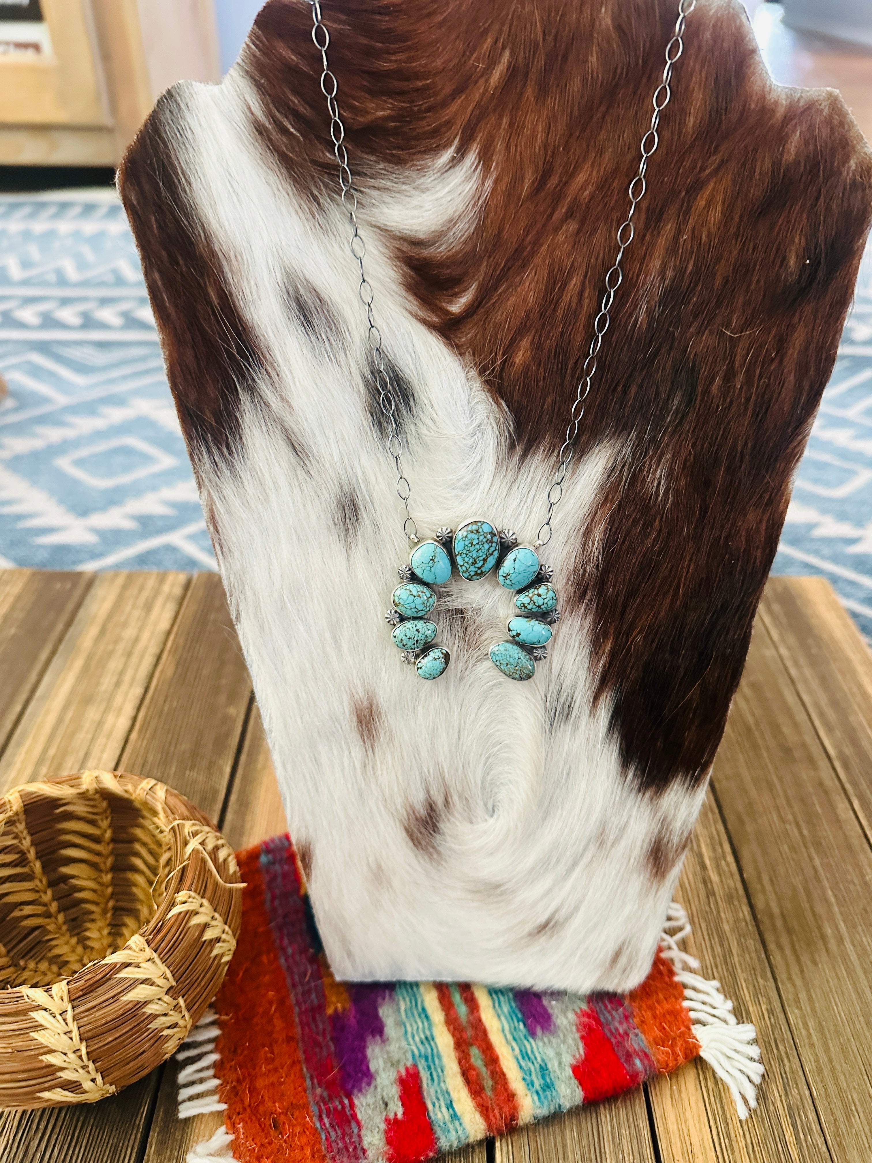 Handcrafted Sterling Silver & Turquoise Naja Necklace by Jameson Garcia