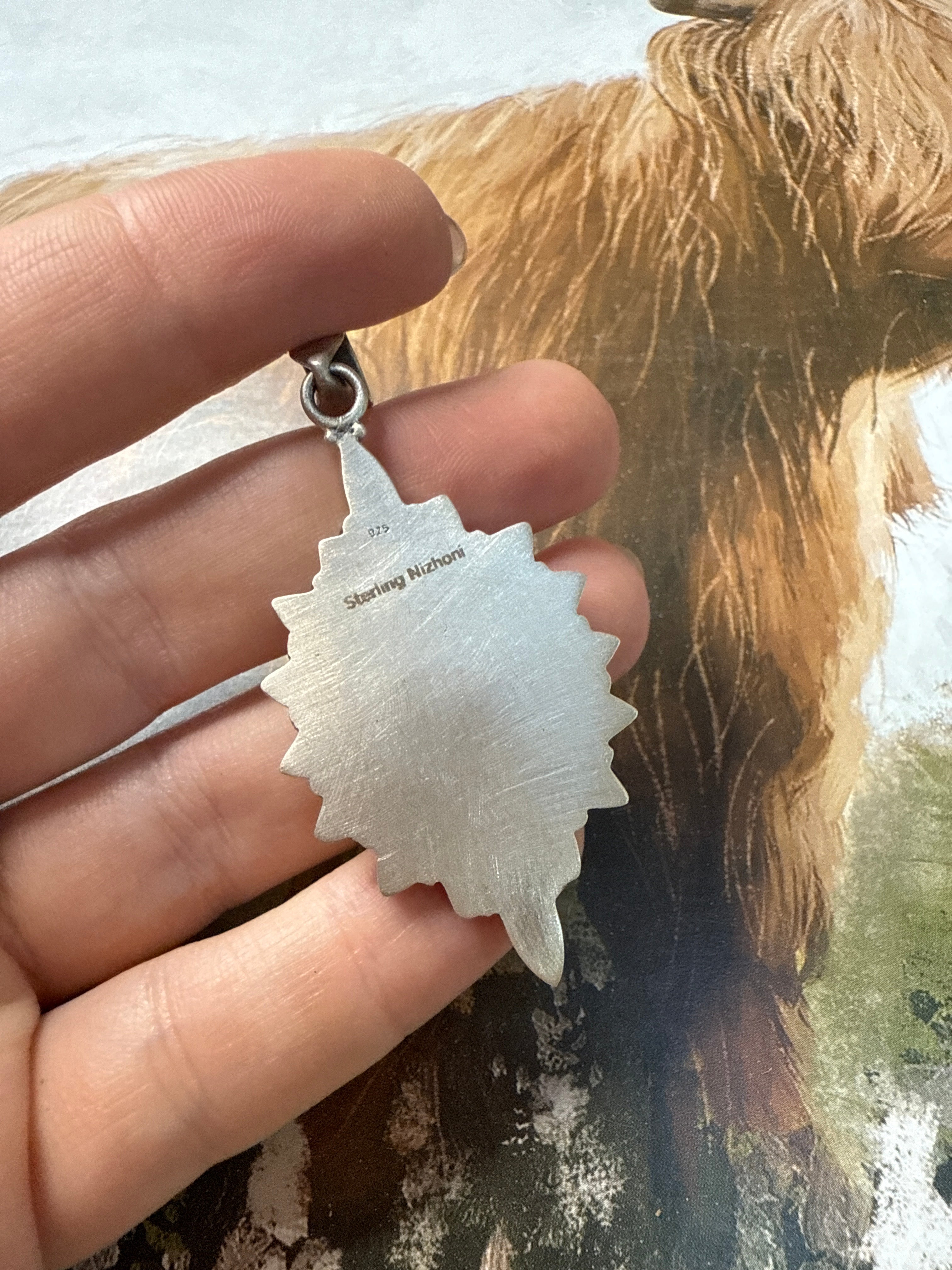 Beautiful Handmade Sterling Silver & Turquoise Flower Pendant