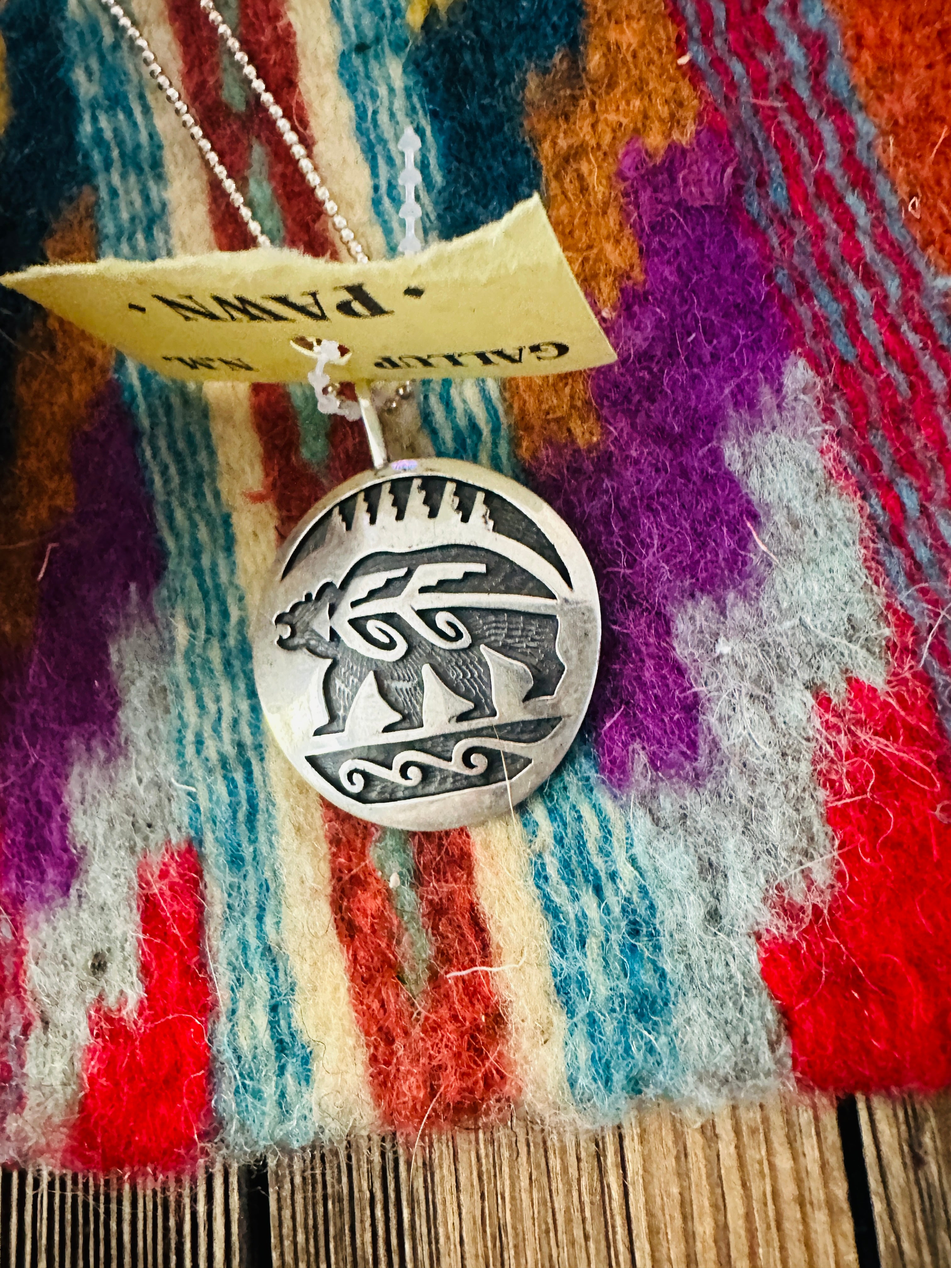 Old Pawn Handcrafted Sterling Silver Overlay Bear Pendant
