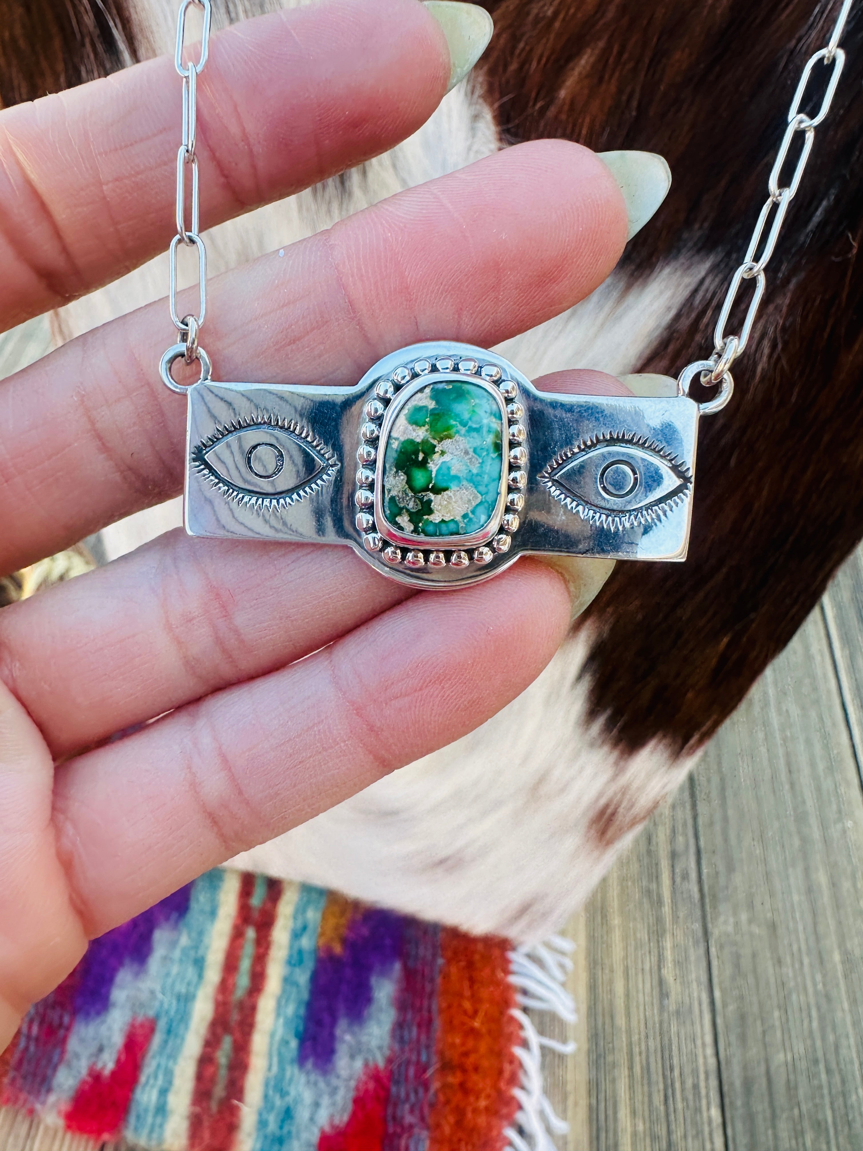 Handcrafted Sonoran Gold Turquoise & Sterling Silver Necklace