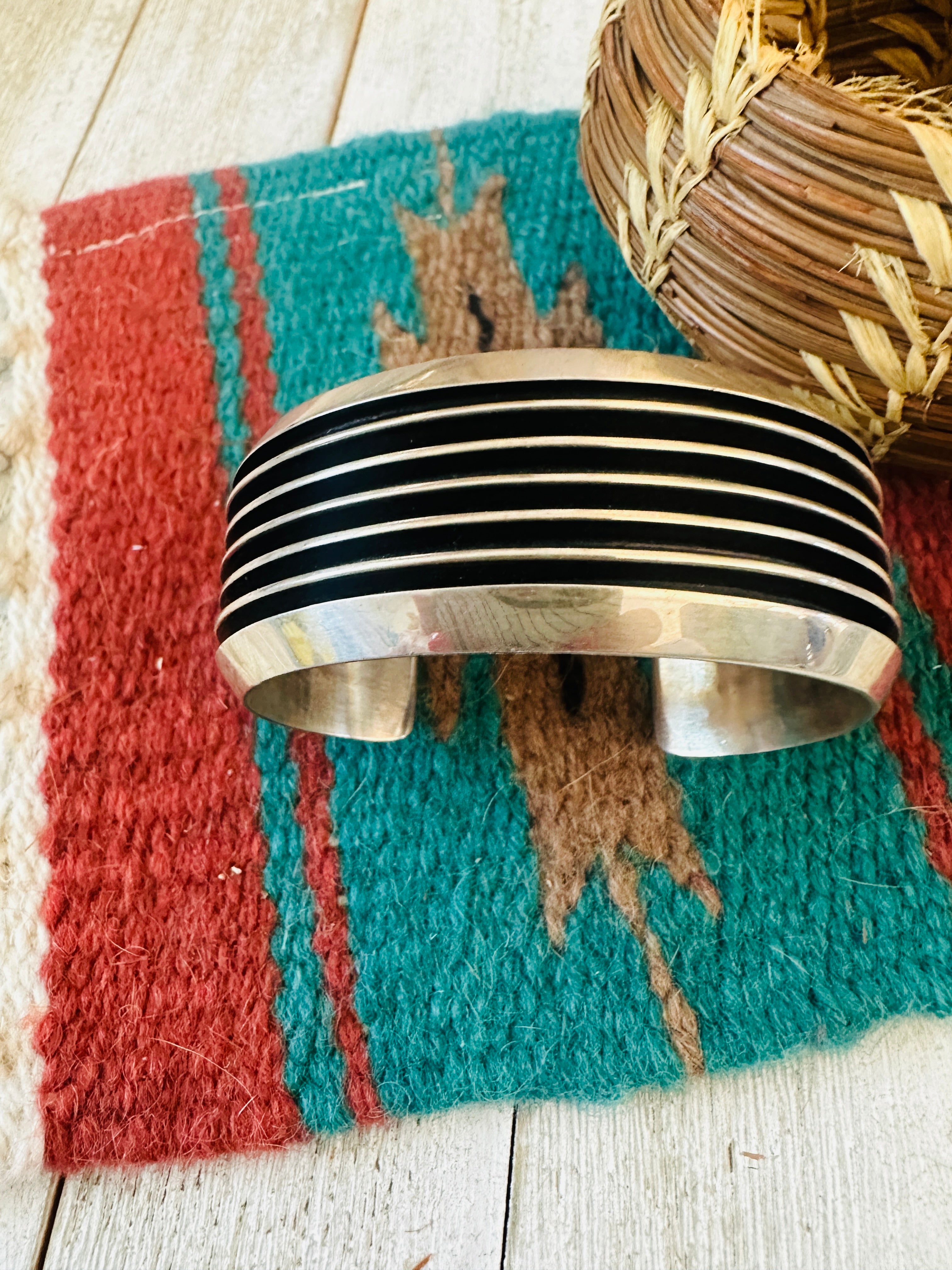 Hand Crafted Sterling Silver Cuff Bracelet By Tom Hawk