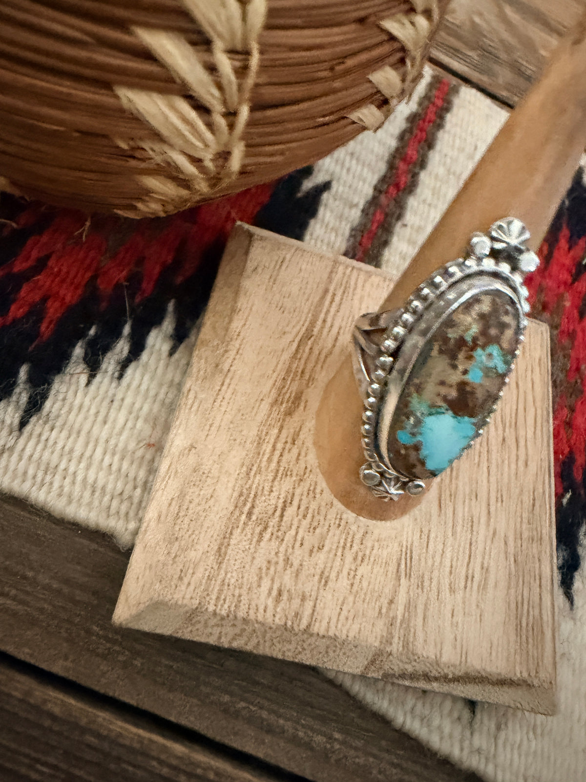 Handcrafted Royston Turquoise & Sterling Silver Ring 7.75 by Rosella Paxson
