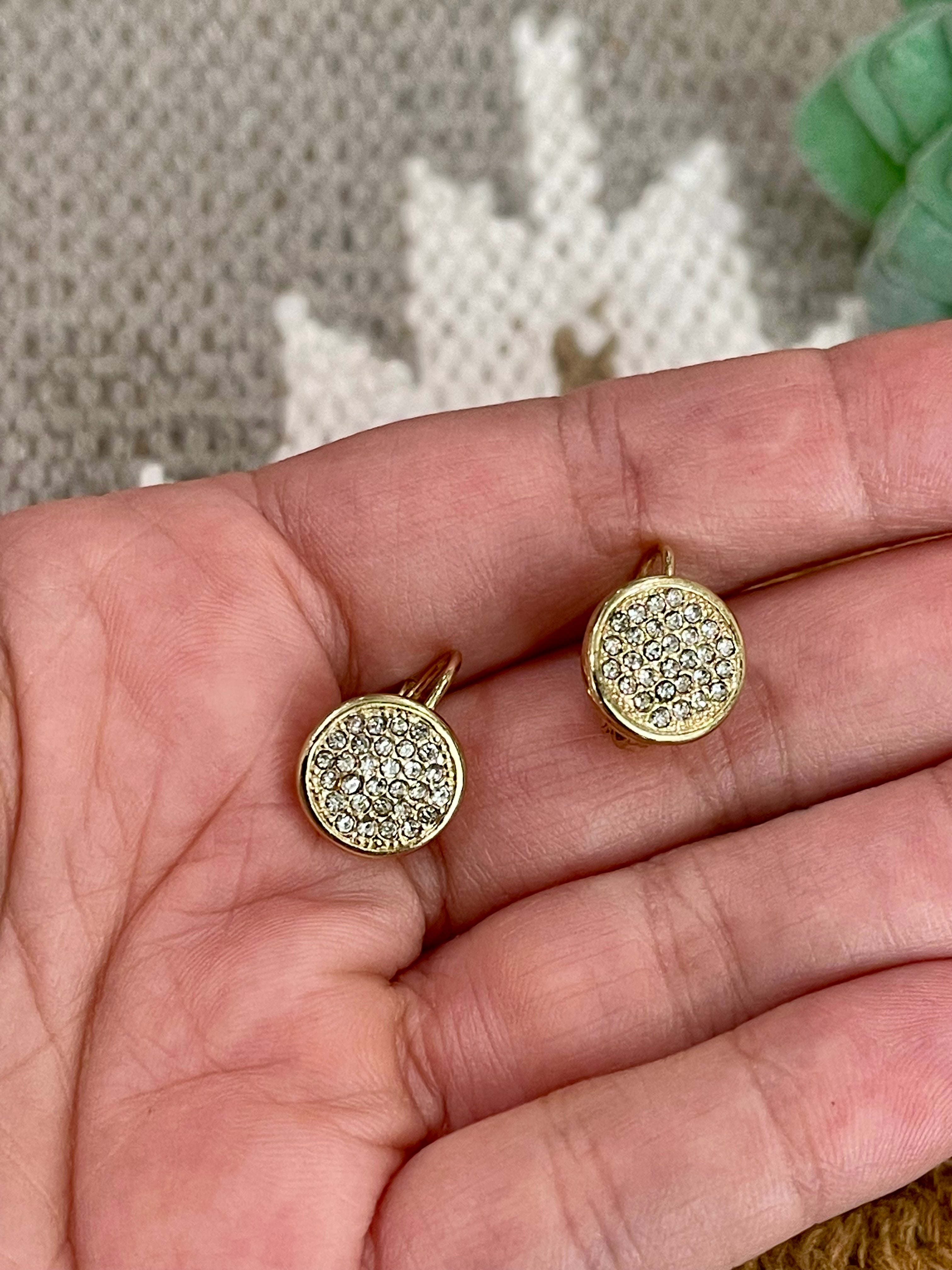 Vintage Gold Plated Round Dangle Earrings