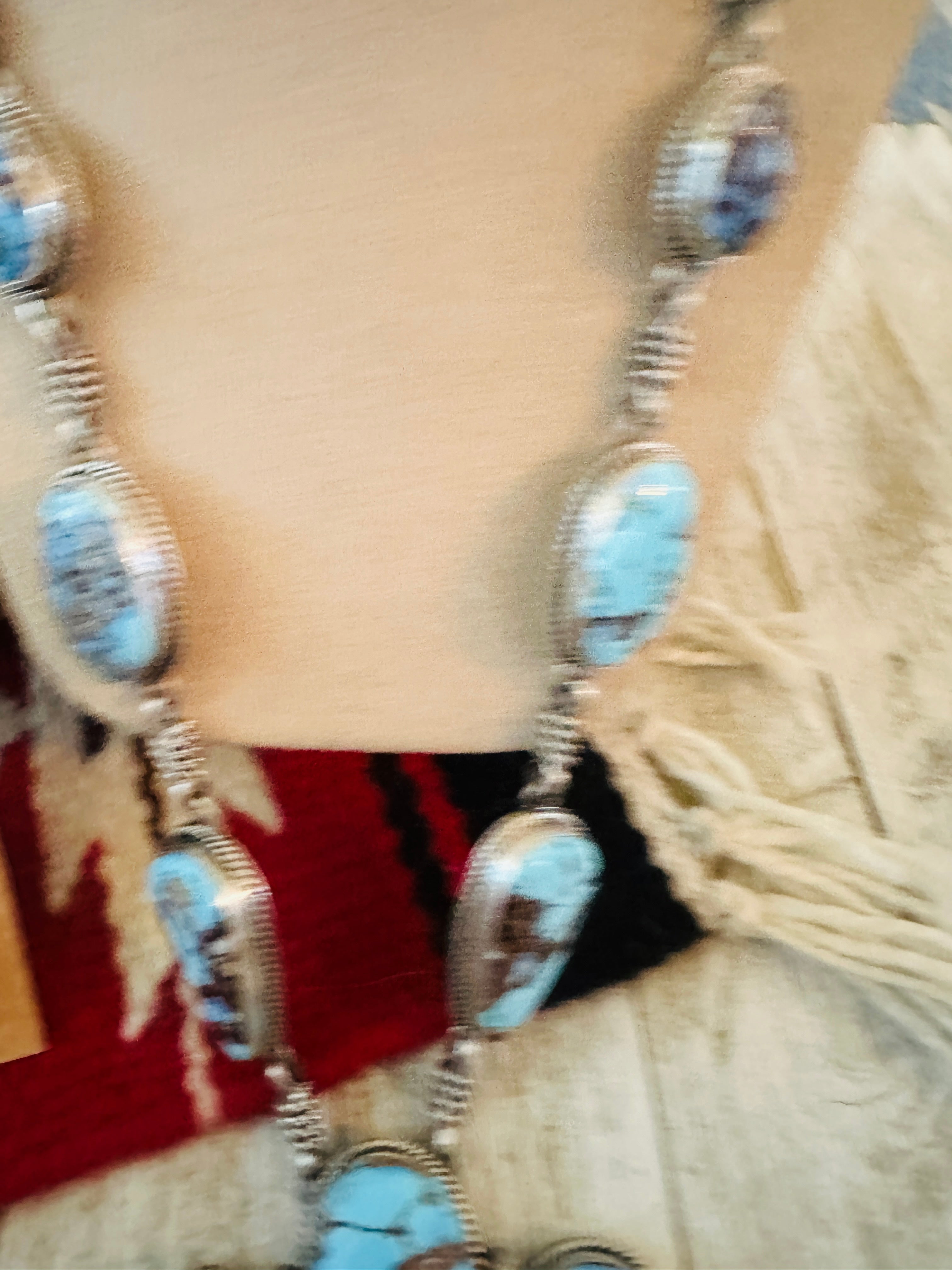 Handcrafted Golden Hills Turquoise & Sterling Silver Squash Blossom Necklace Set by Patrick Yazzie