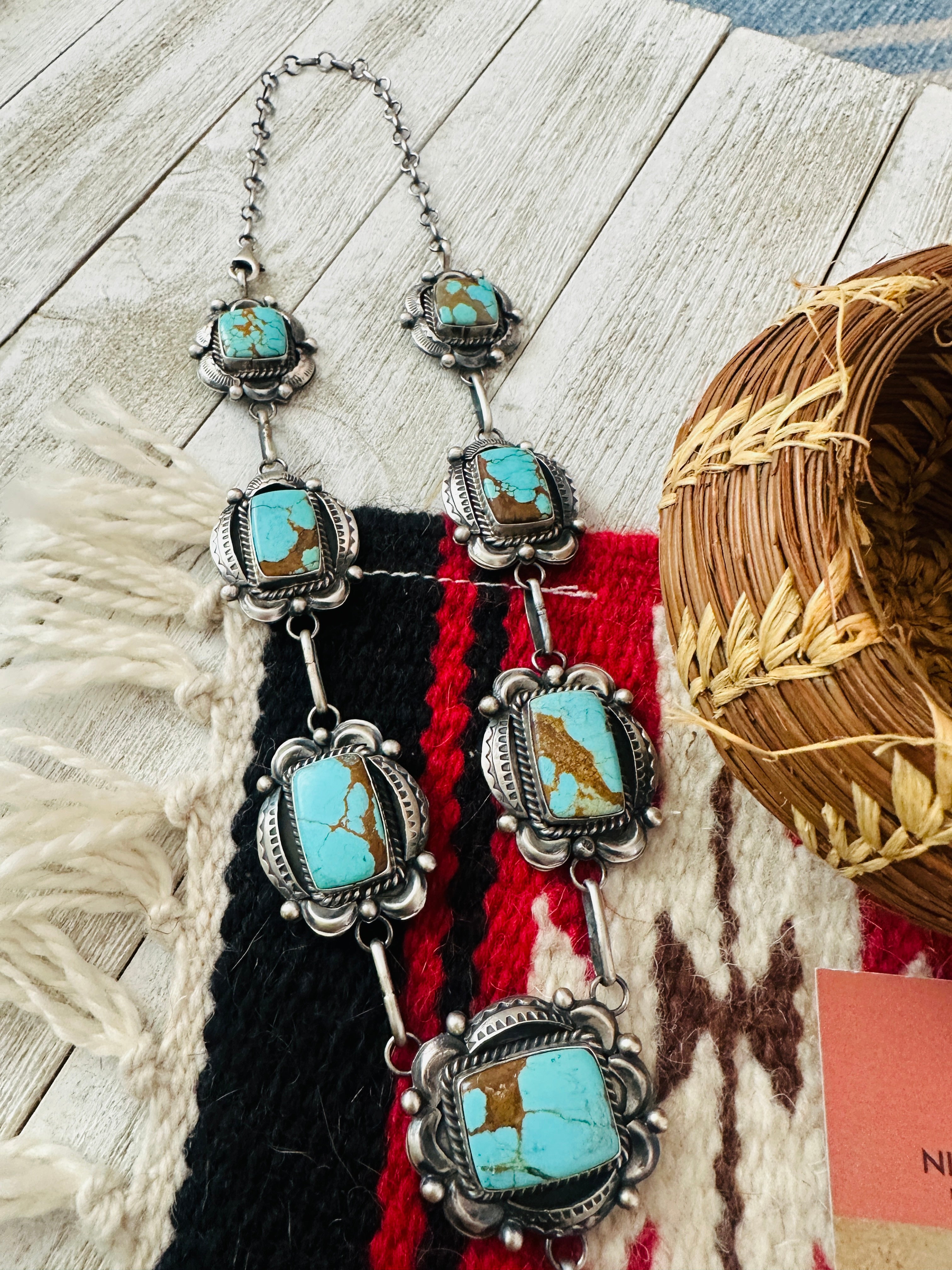 Handcrafted Number 8 Turquoise & Sterling Silver Necklace Set