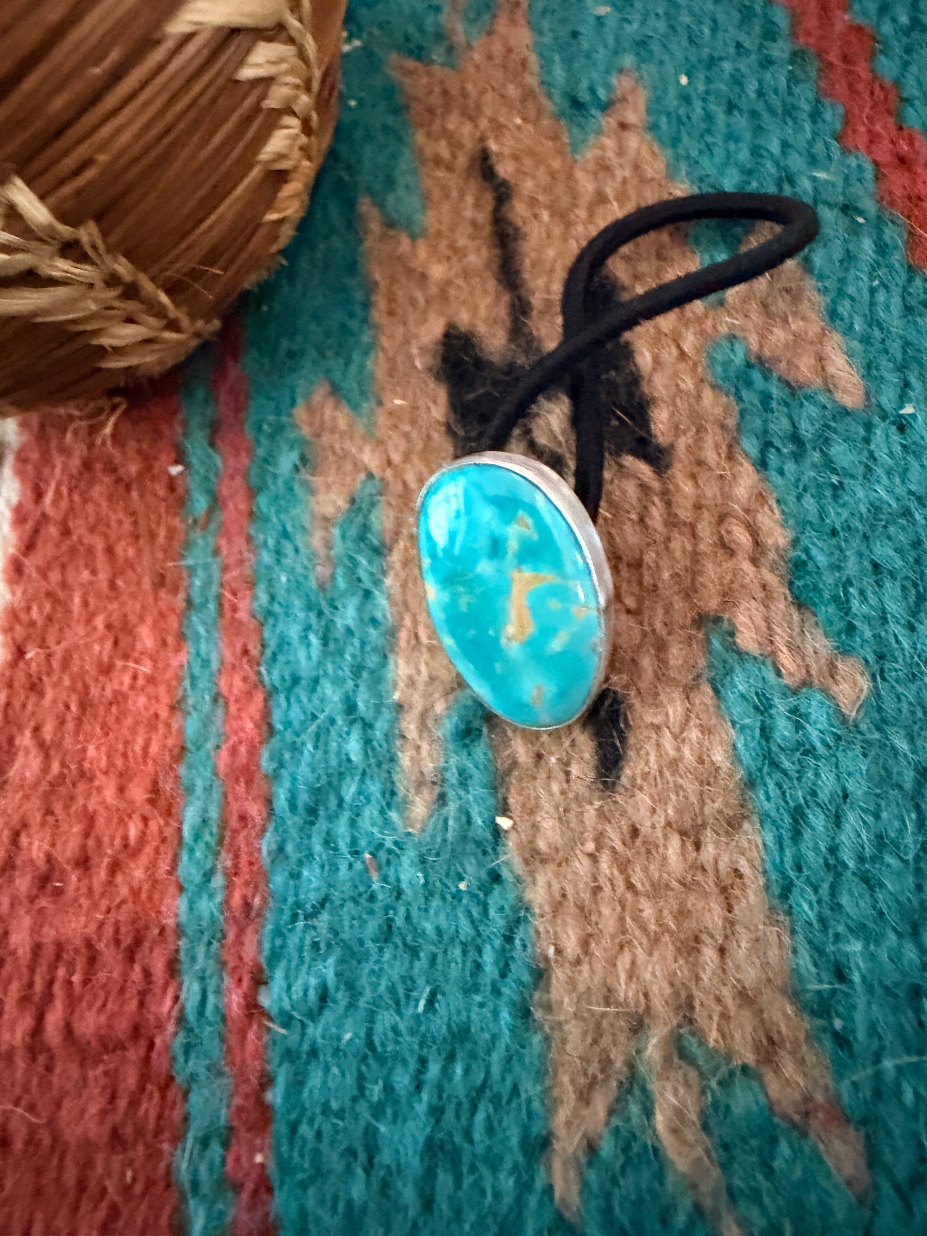 Handcrafted Turquoise & Sterling Silver Hair Tie Charm