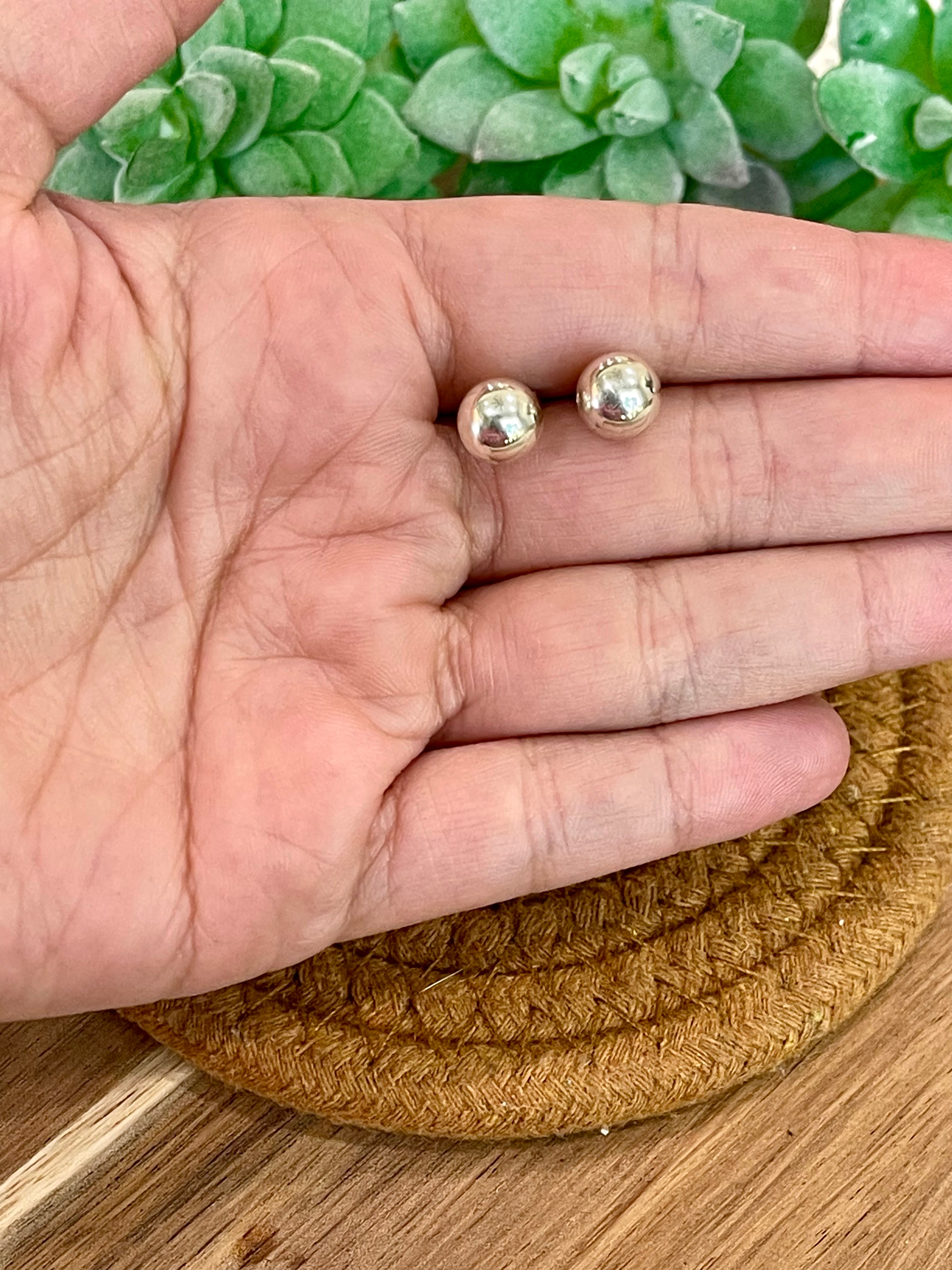 Handmade In Mexico Sterling Silver, Ball Stud Earrings