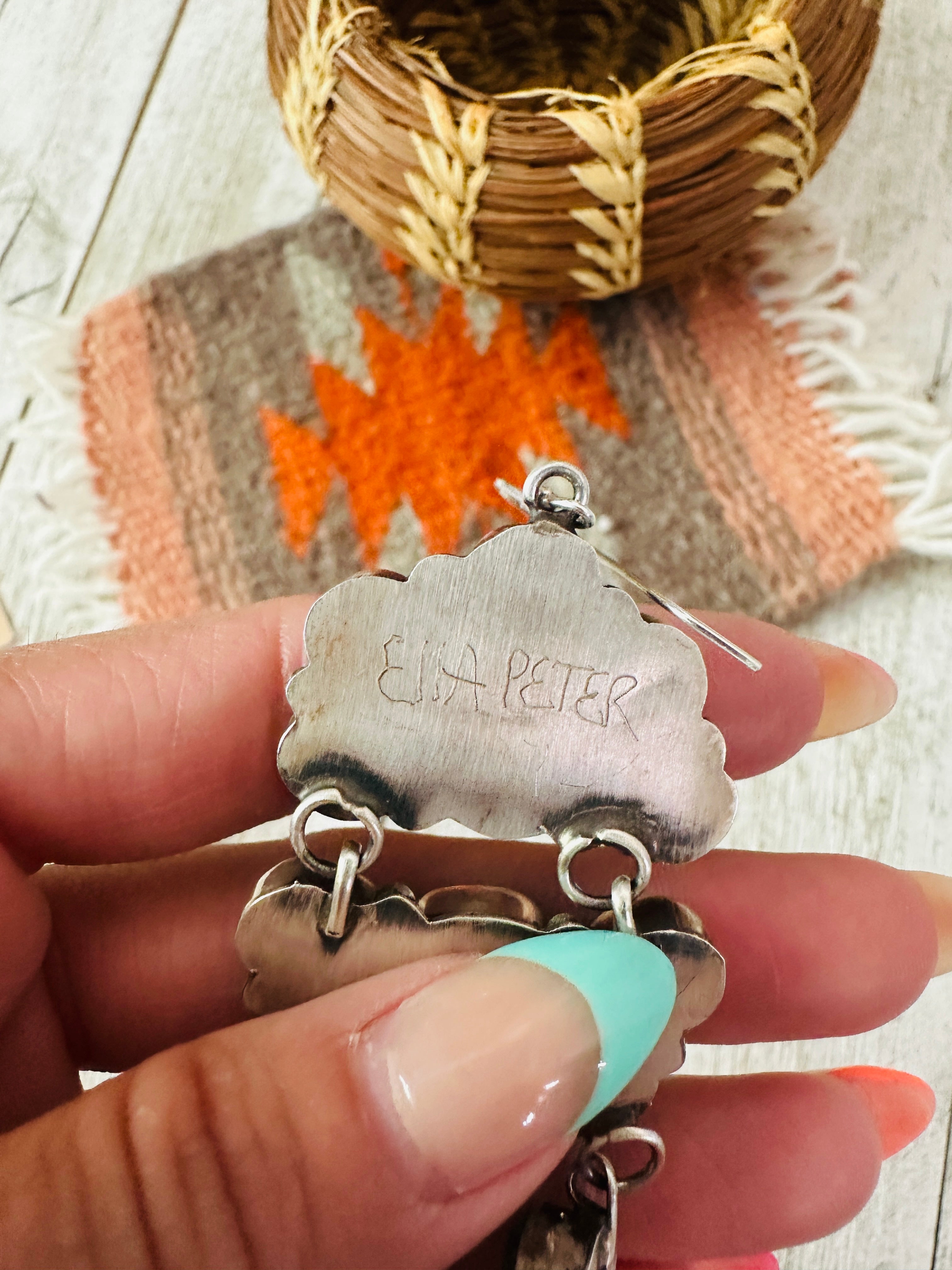 Handcrafted Sonoran Mountain Turquoise & Sterling Silver Cluster Dangle Earrings