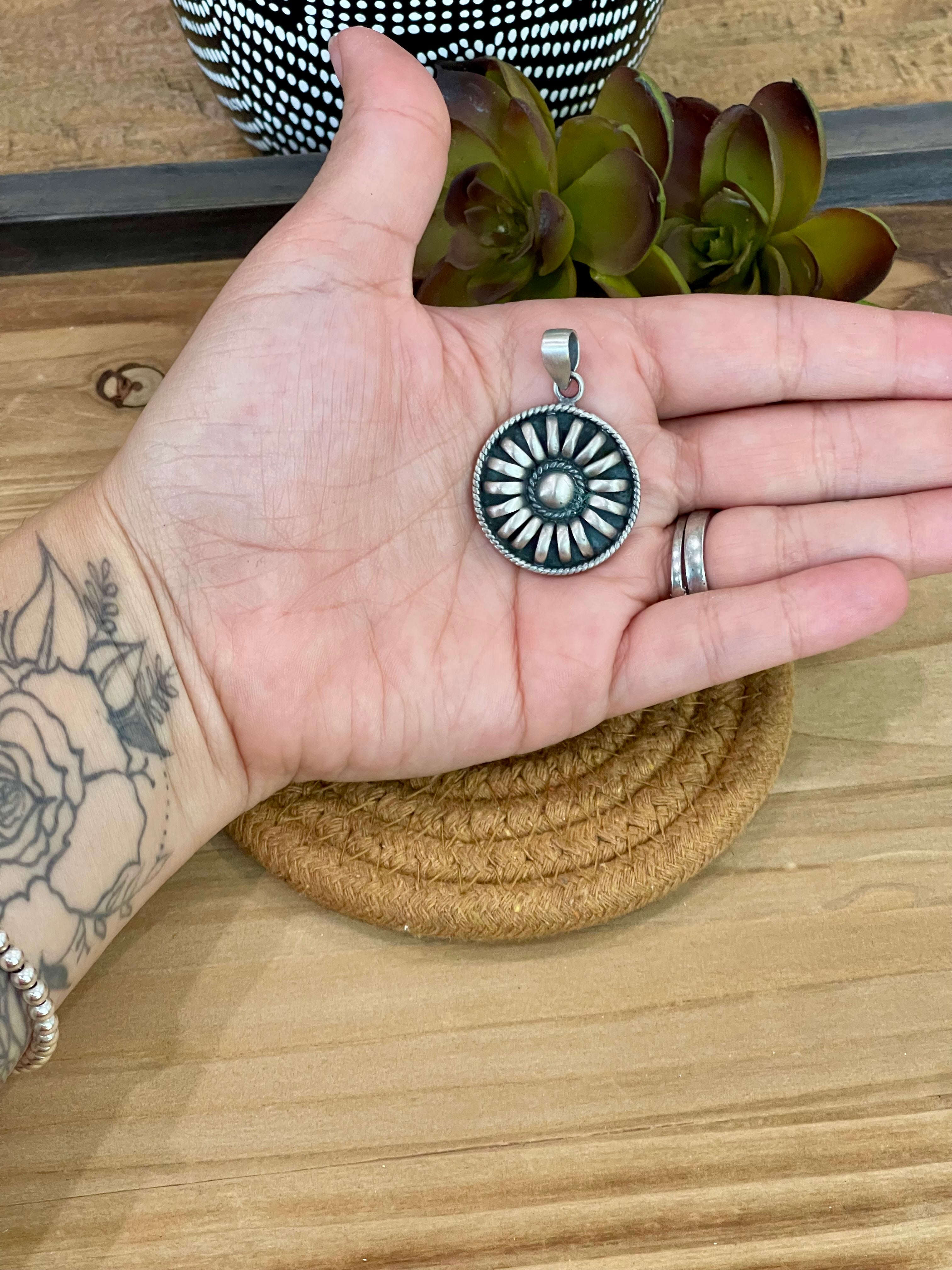 Handmade Sterling Silver Pendant with Signed Nizhoni