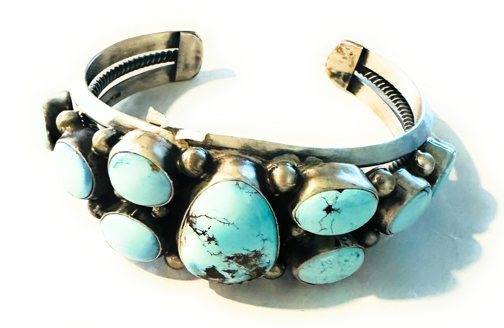Handcrafted Golden Hills Turquoise & Sterling Silver Cuff Bracelet by Kathleen Chavez /