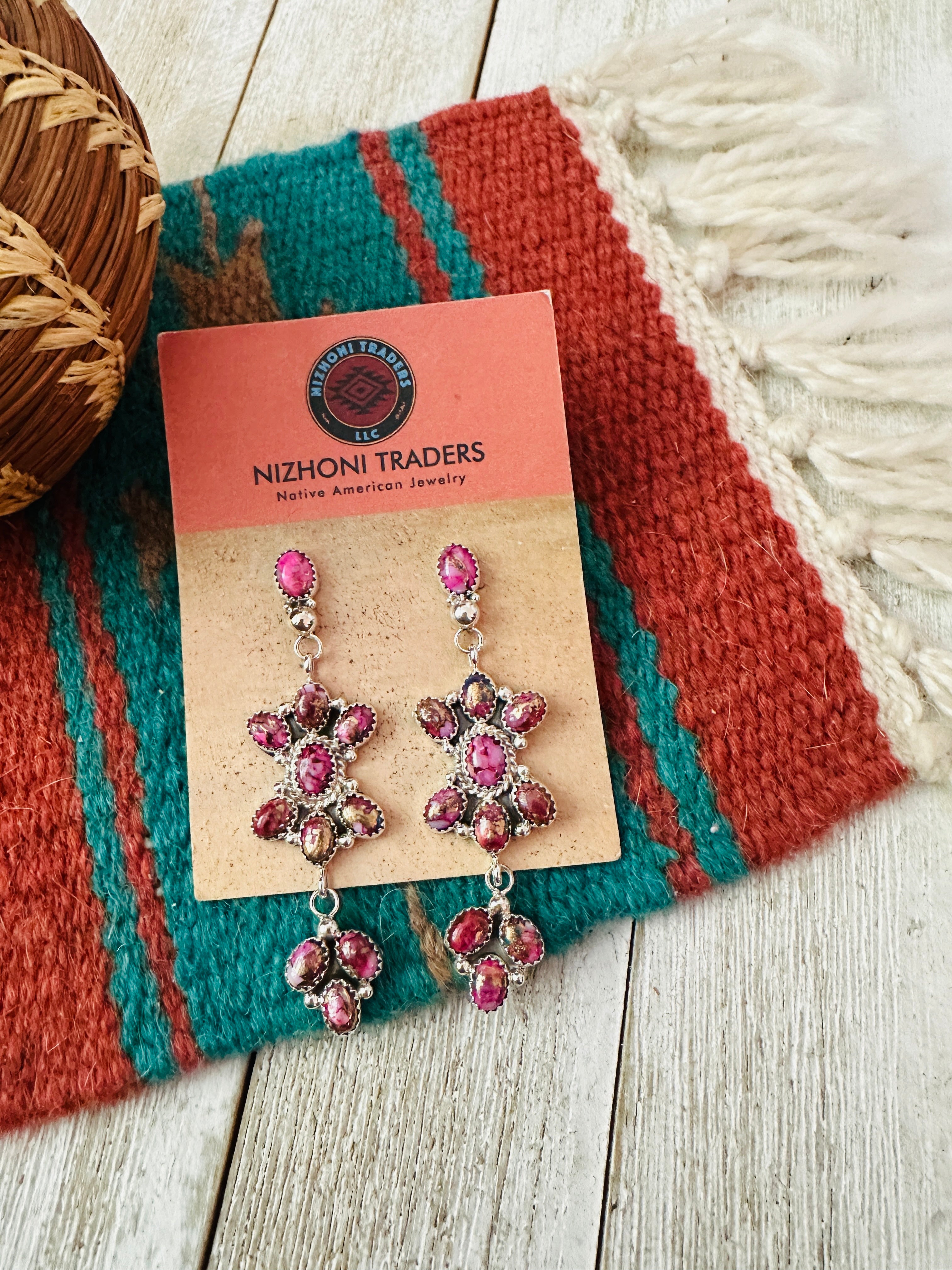 Handcrafted Pink Dream Mojave & Sterling Silver Dangle Earrings