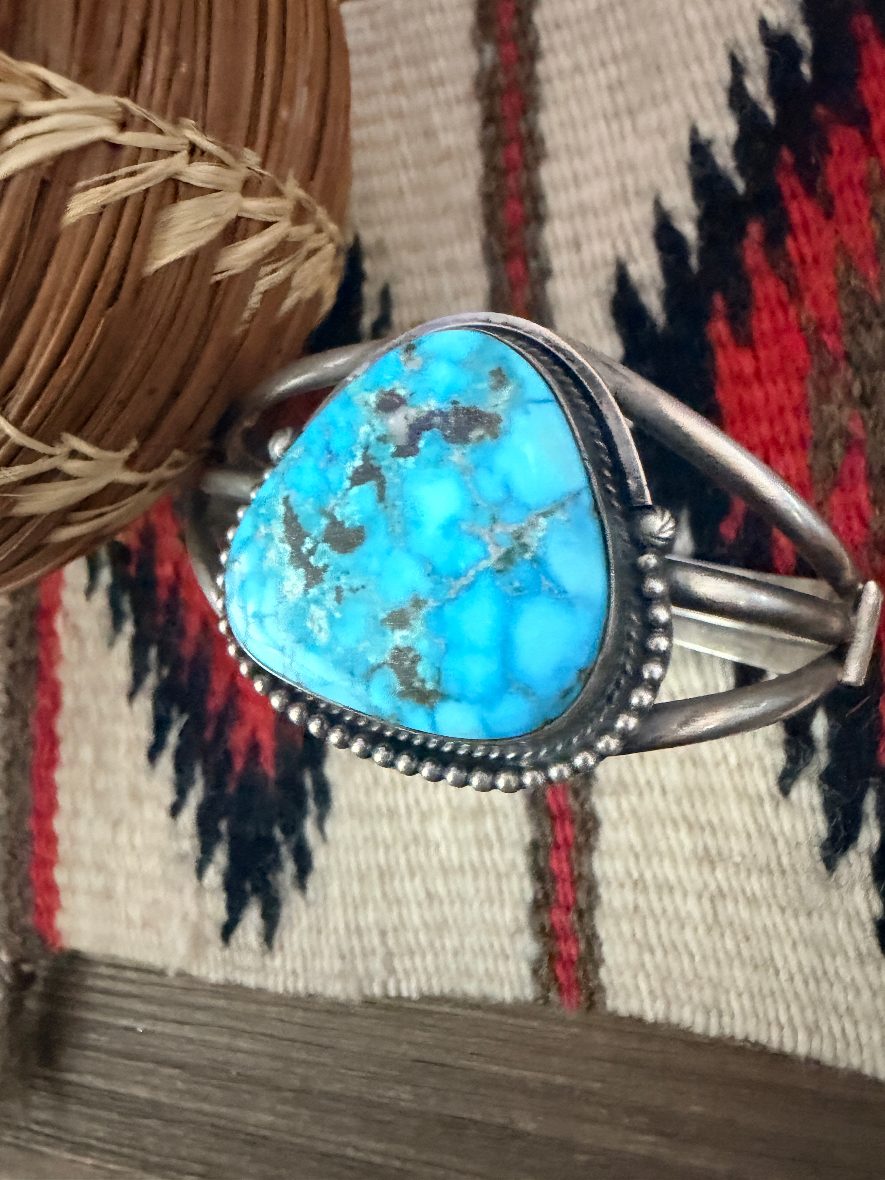 Handcrafted Turquoise & Sterling Silver Cuff Bracelet by Sheila Becenti