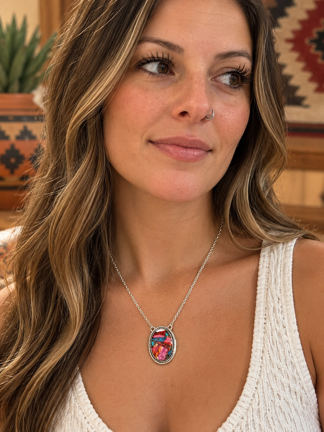Handcrafted Sterling Silver & Pink Dream Mojave Necklace