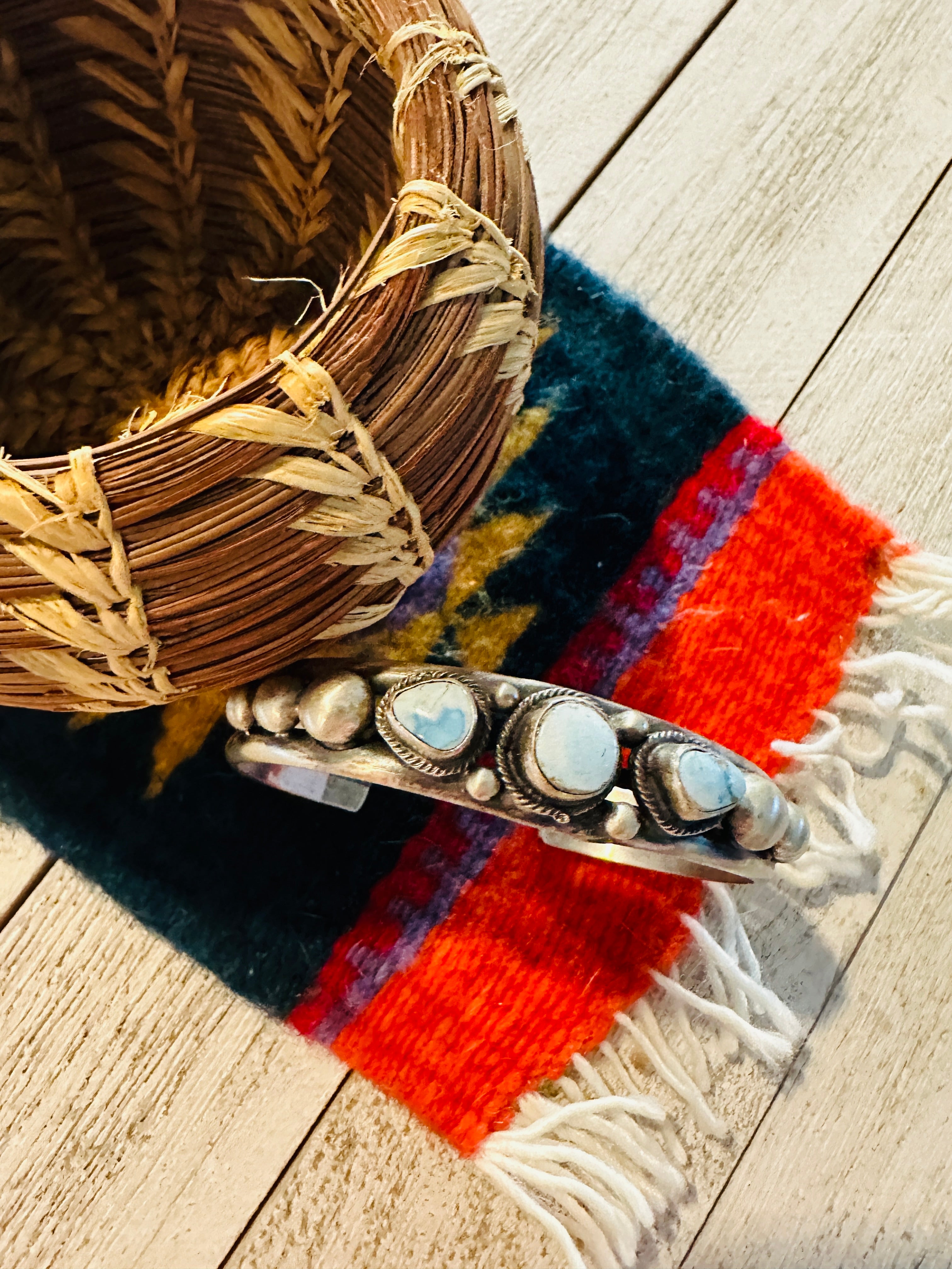 Handcrafted Golden Hills Turquoise & Sterling Silver Cuff Bracelet /