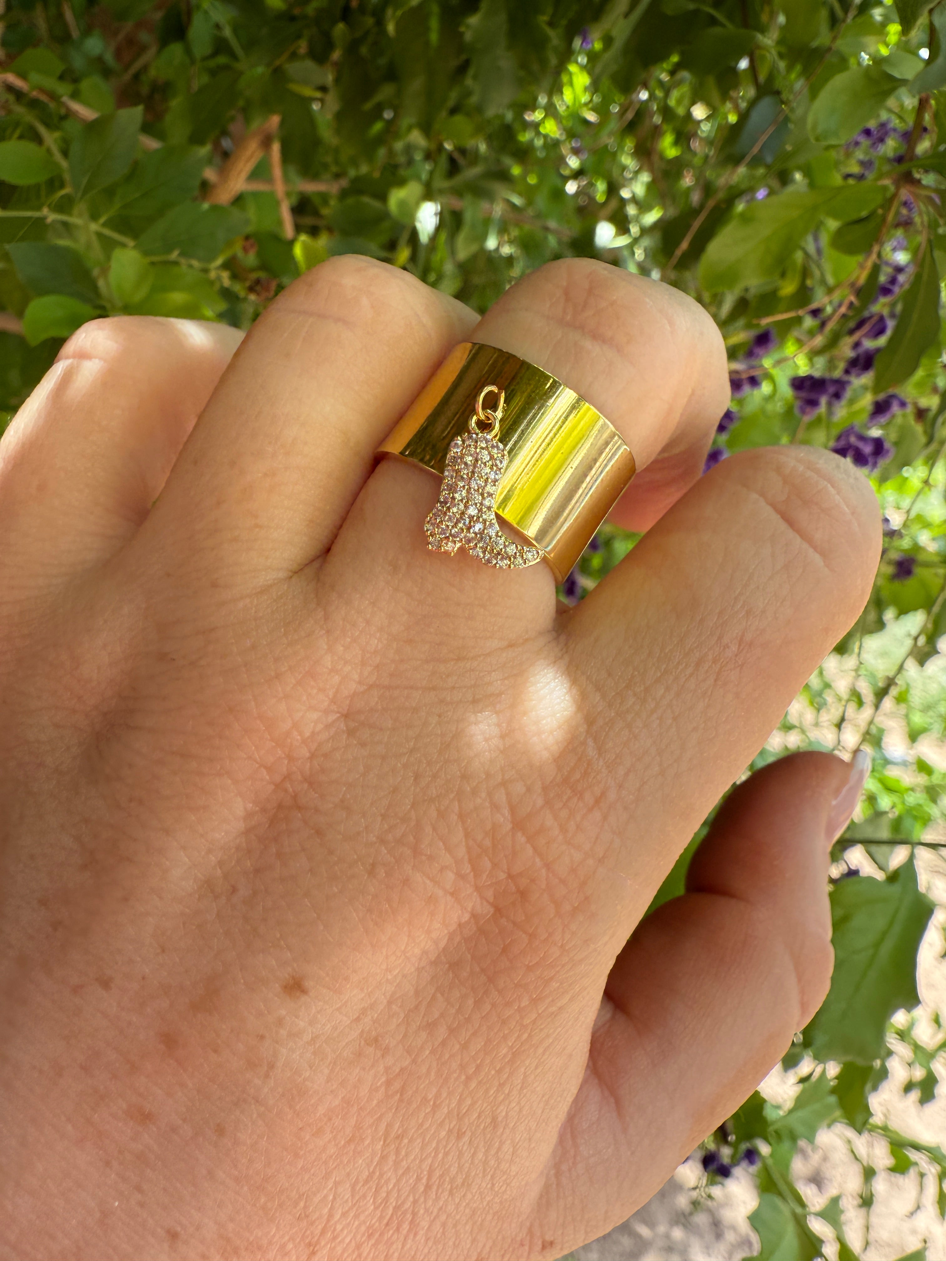 “The Golden Collection” Handmade Gold Plated COWBOY BOOT Adjustable Ring