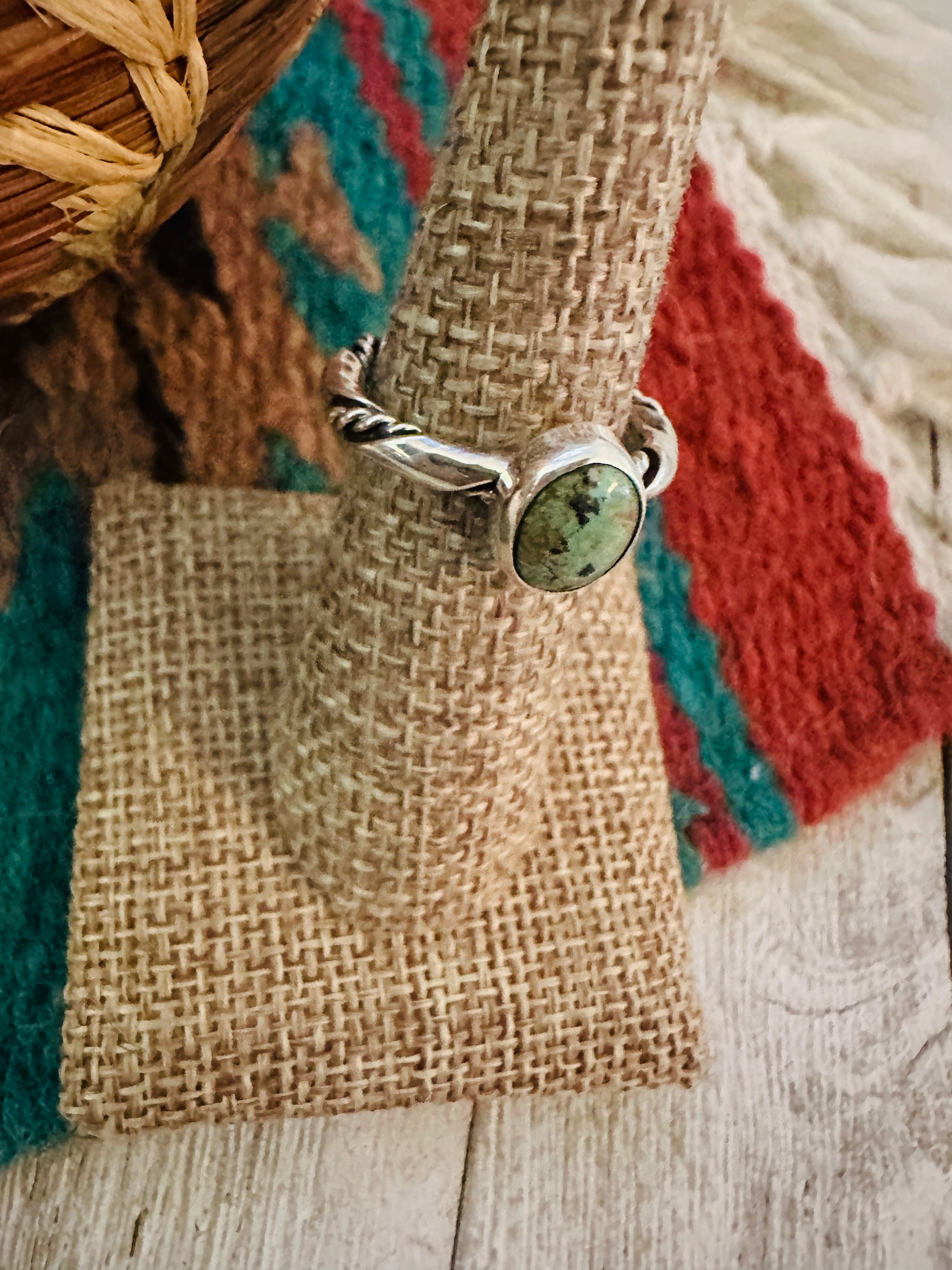 Handcrafted Sterling Silver & Turquoise Ring Size 5.5