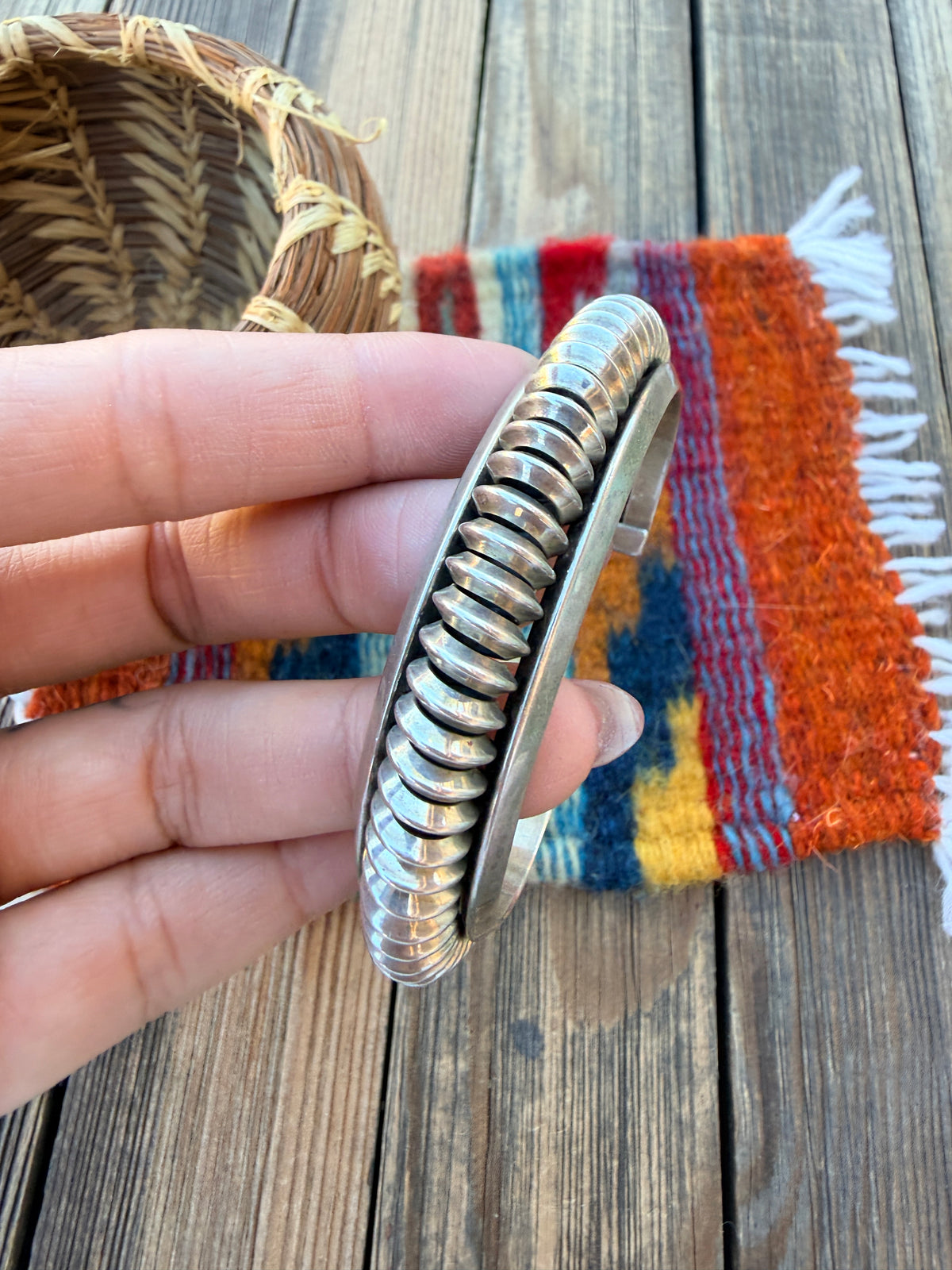 Handcrafted Old Pawn Rolled Sterling Silver Cuff Bracelet