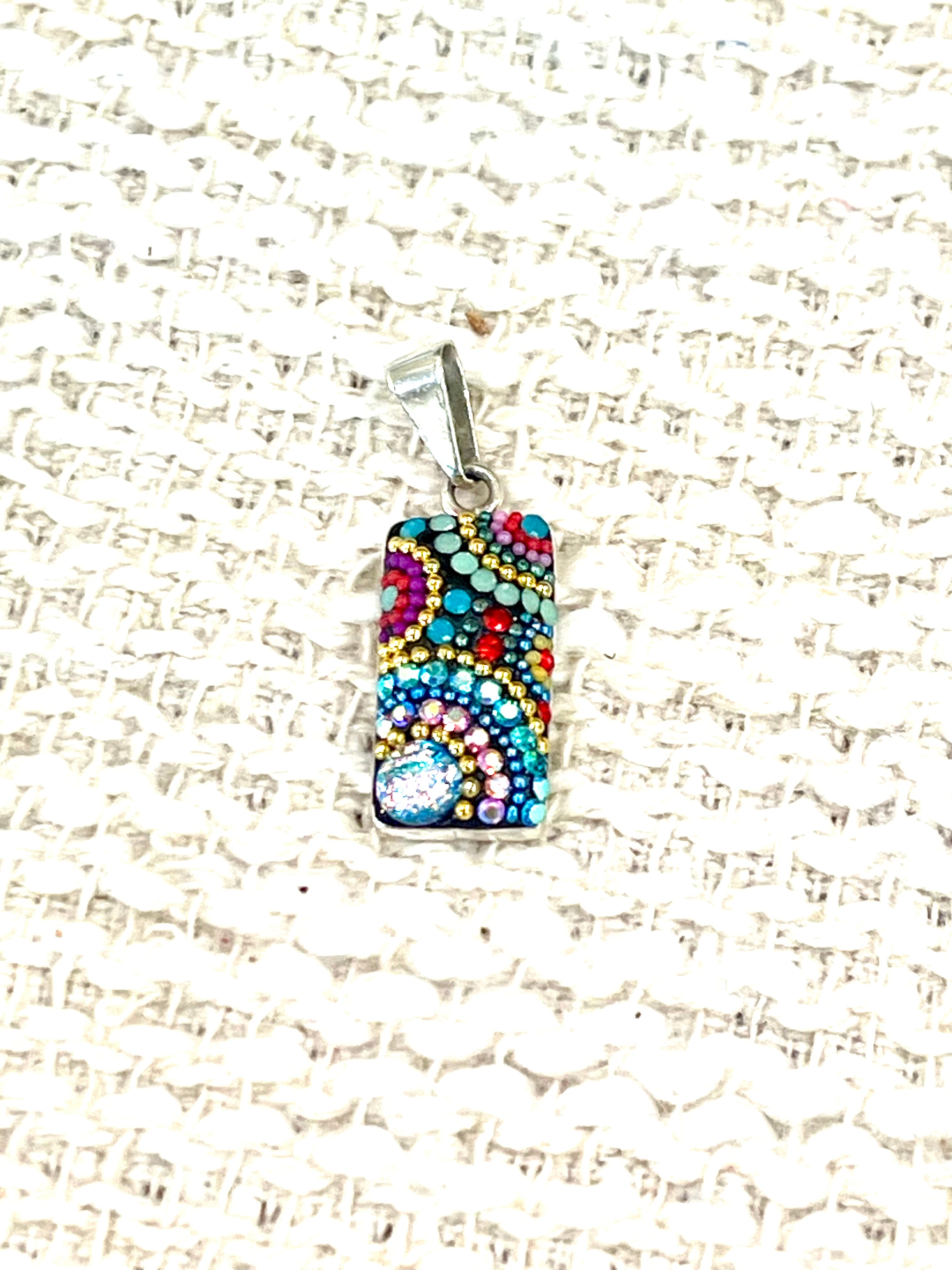 Handmade In Mexico ,Sterling Silver & Multi Color Swarovski Crystal Pendant