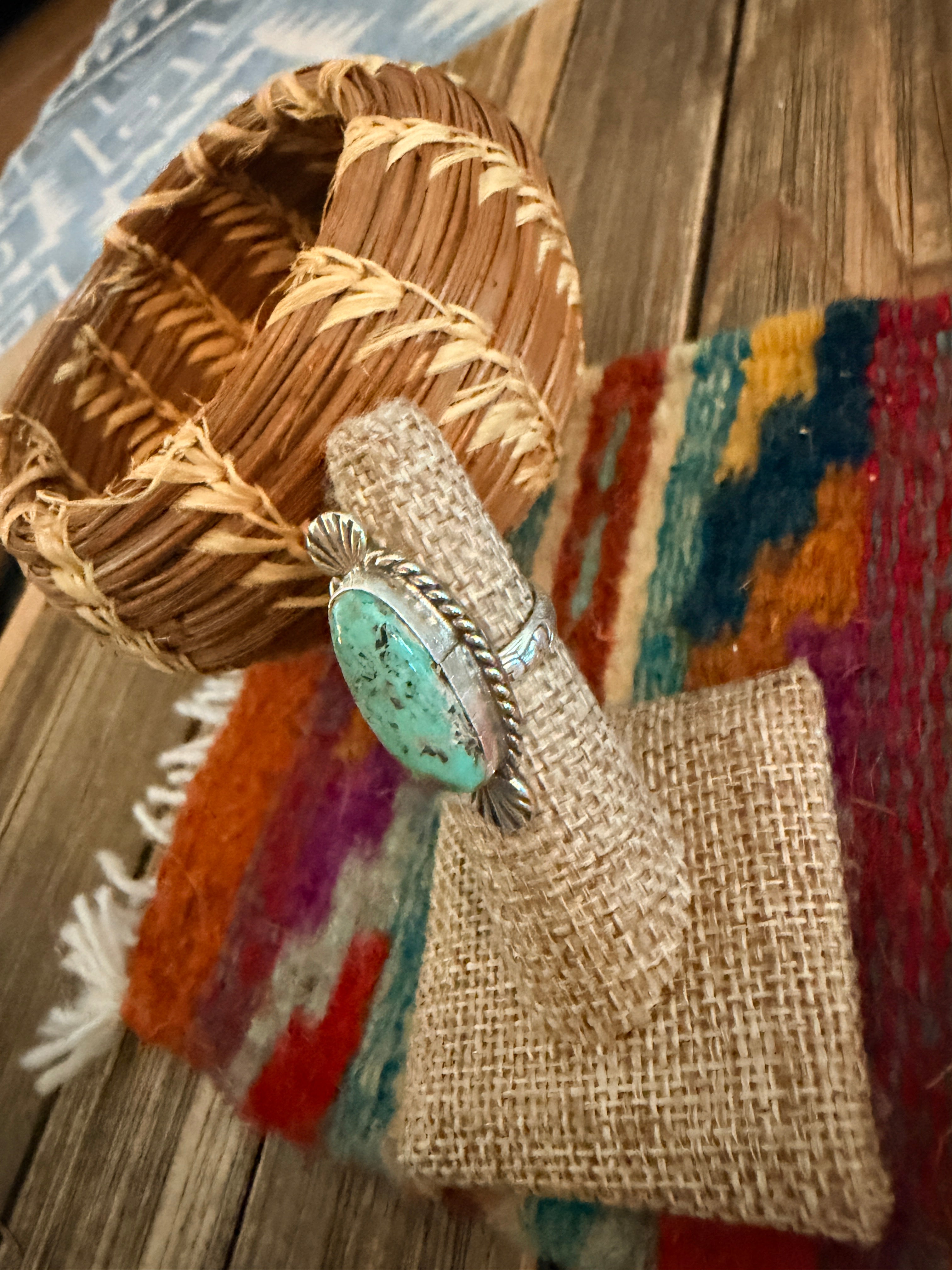Handmade Sterling Silver and Turquoise Adjustable Ring