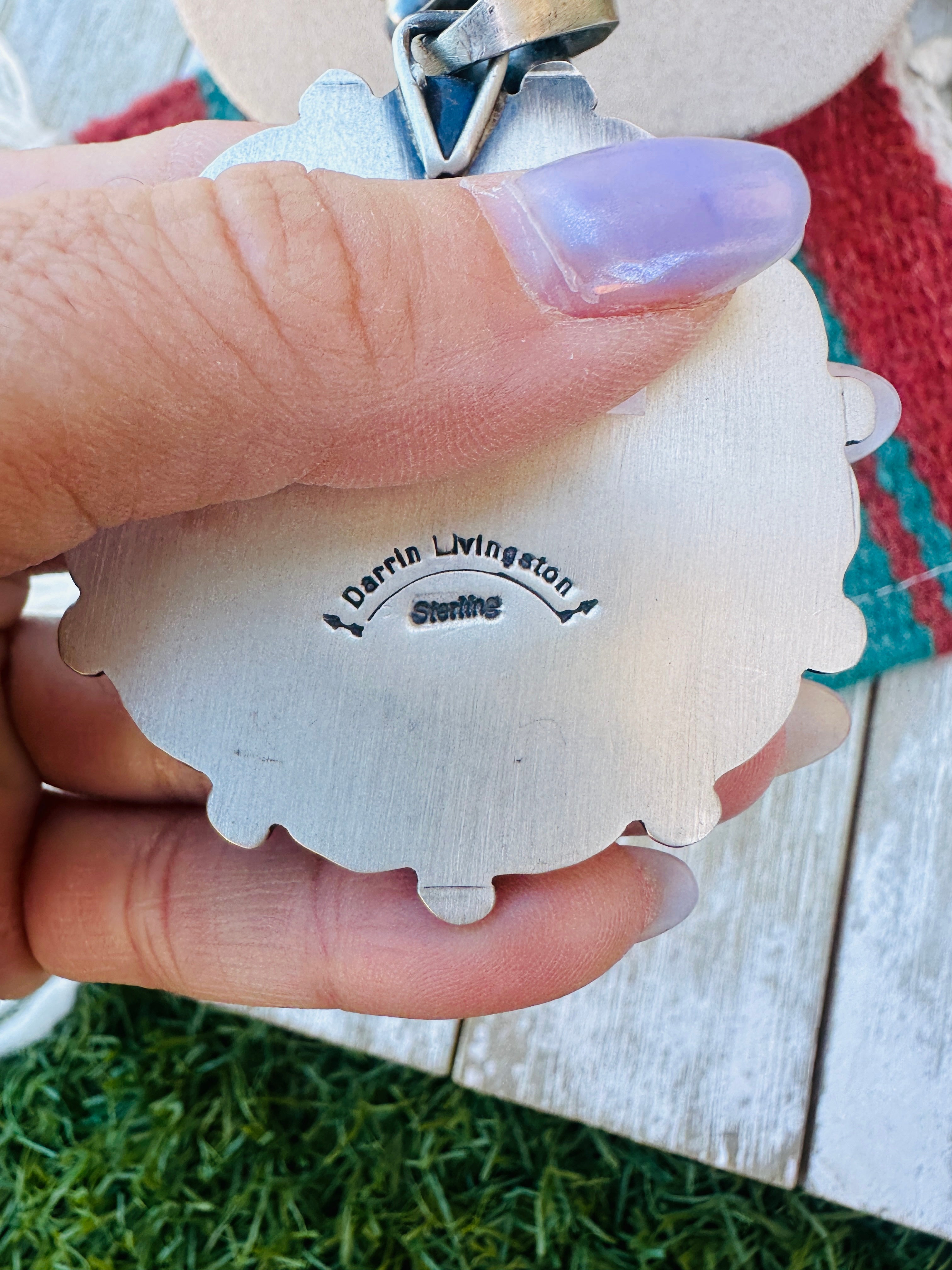 Handcrafted Sterling Silver and Coral Liberty Coin Necklace by Darrin Livingston