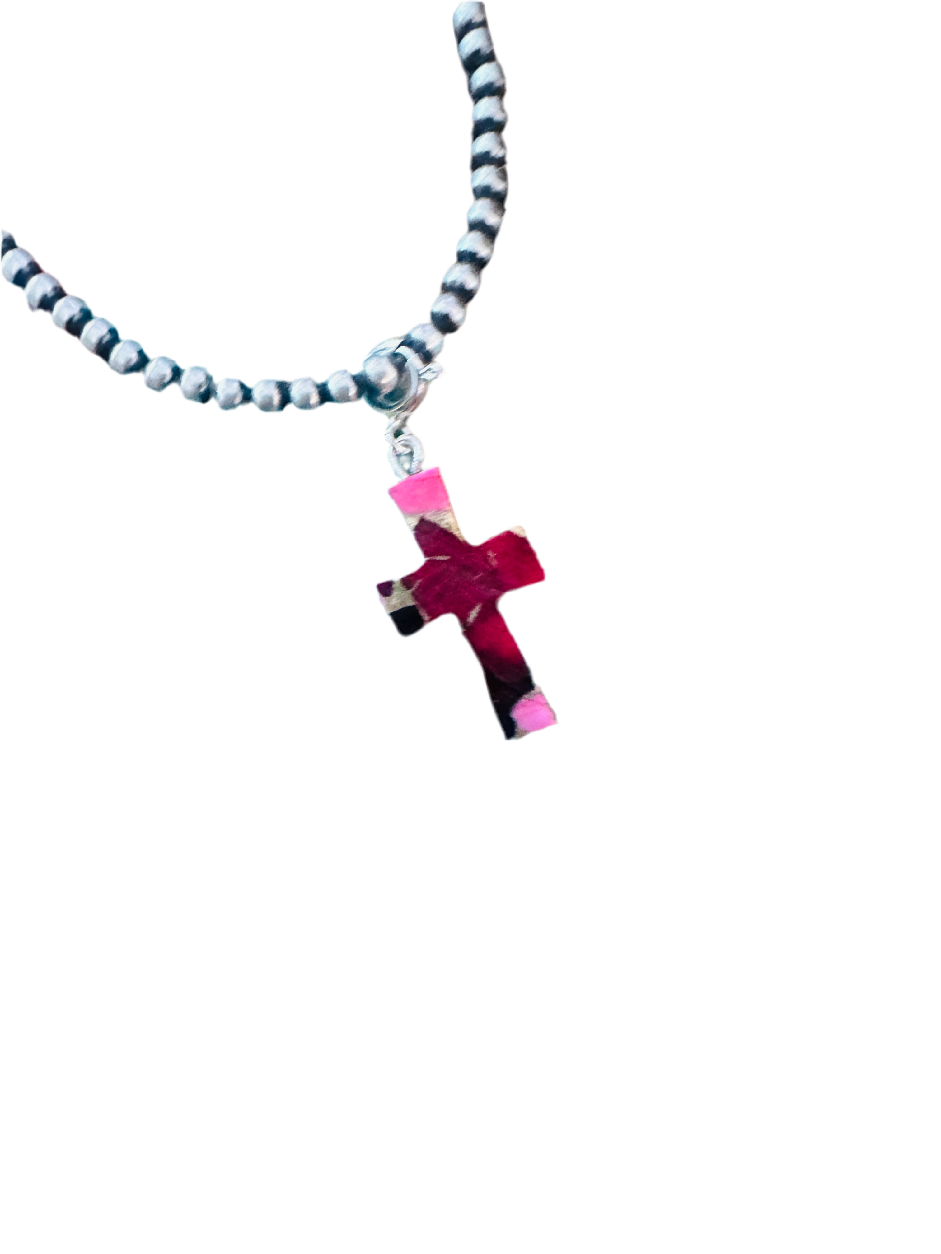 Handcrafted & Hand Carved Rose Dahlia Cross Charm