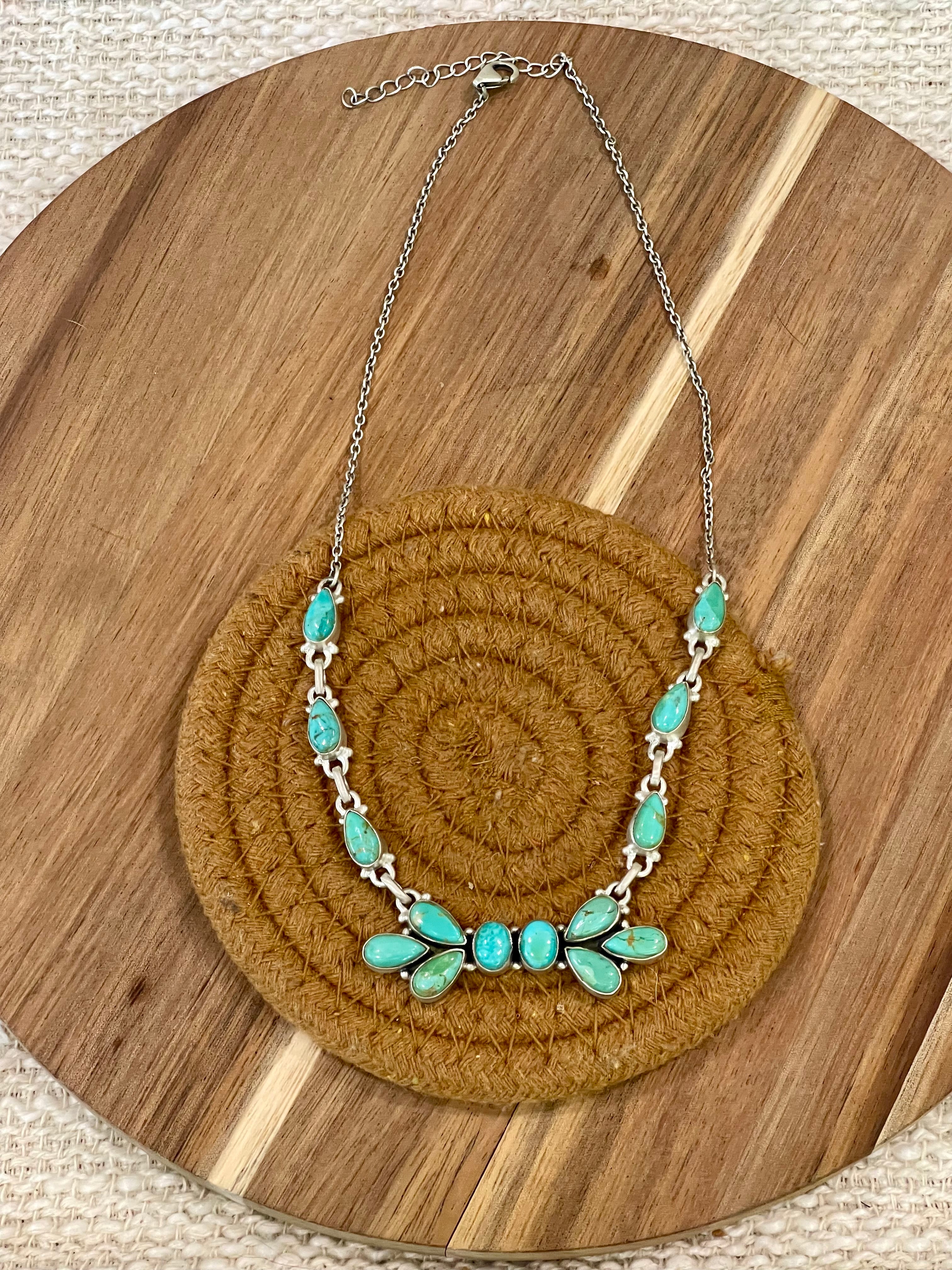 Handmade Sterling Silver & Kingman Turquoise Necklace