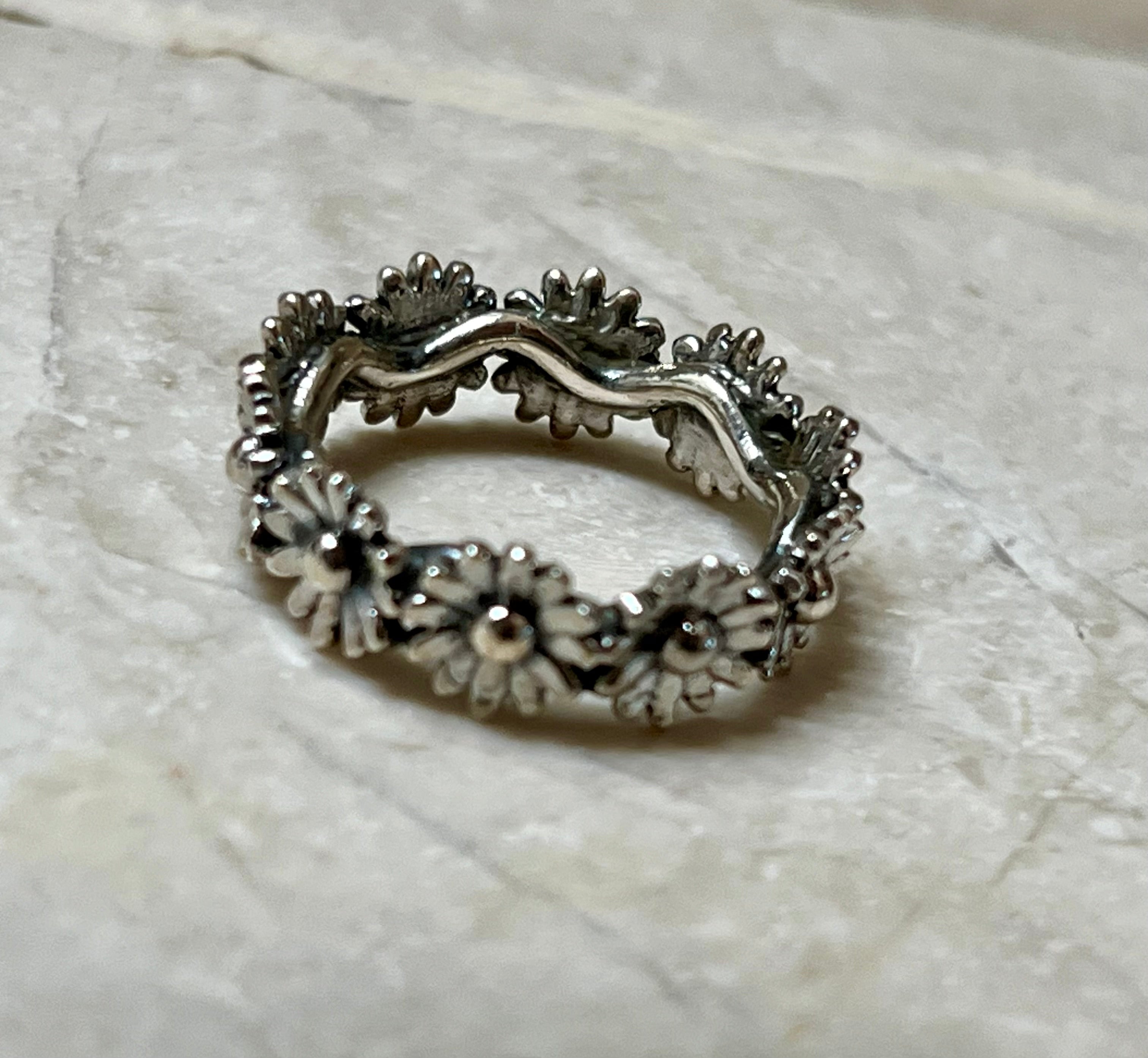 Flowers All Around Sterling Silver Ring 1/4”