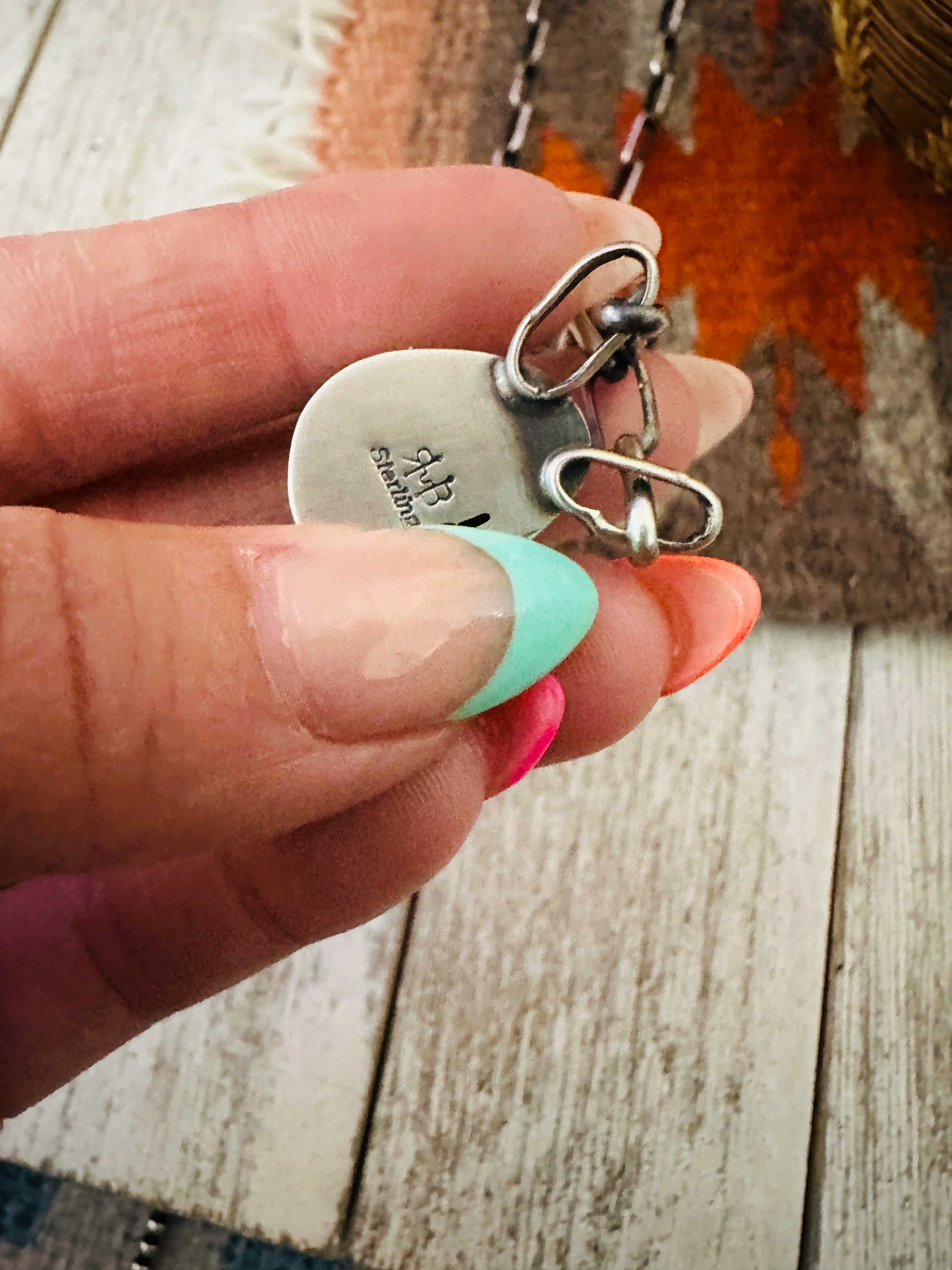 Handcrafted Turquoise & Sterling Silver Chain Necklace