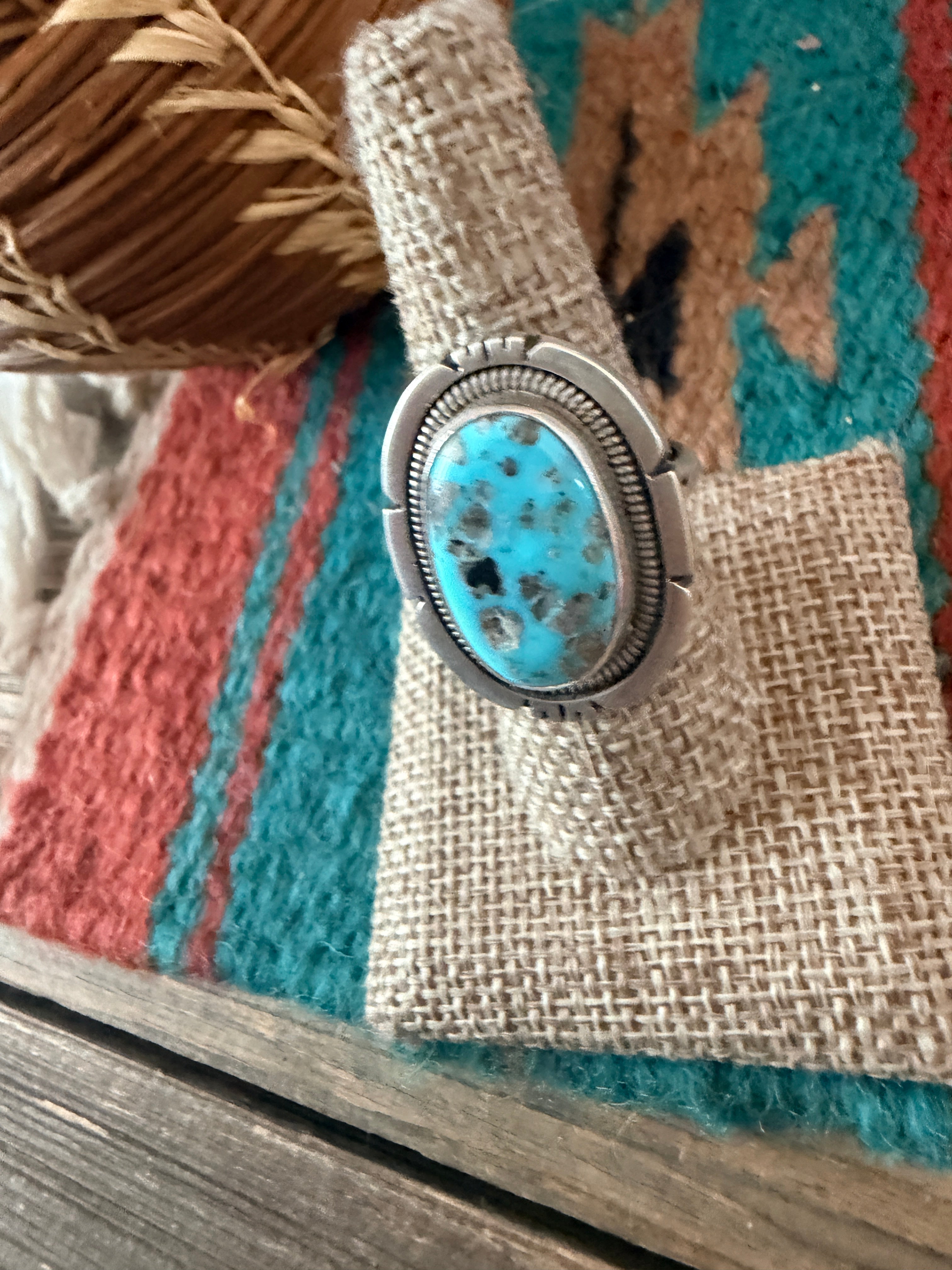 Handcrafted Turquoise & Sterling Silver Adjustable Ring