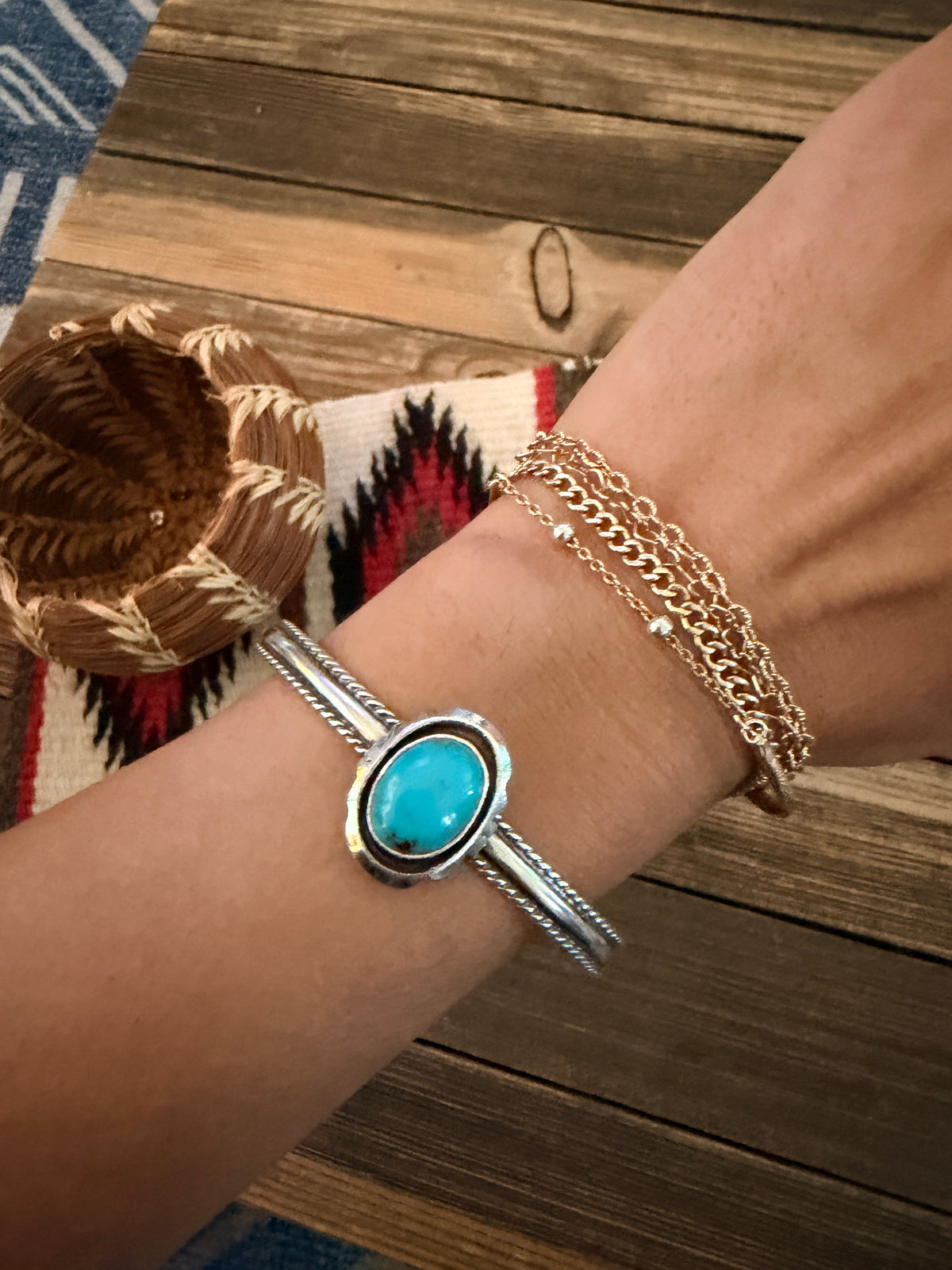 Handcrafted Turquoise & Sterling Silver Cuff Bracelet