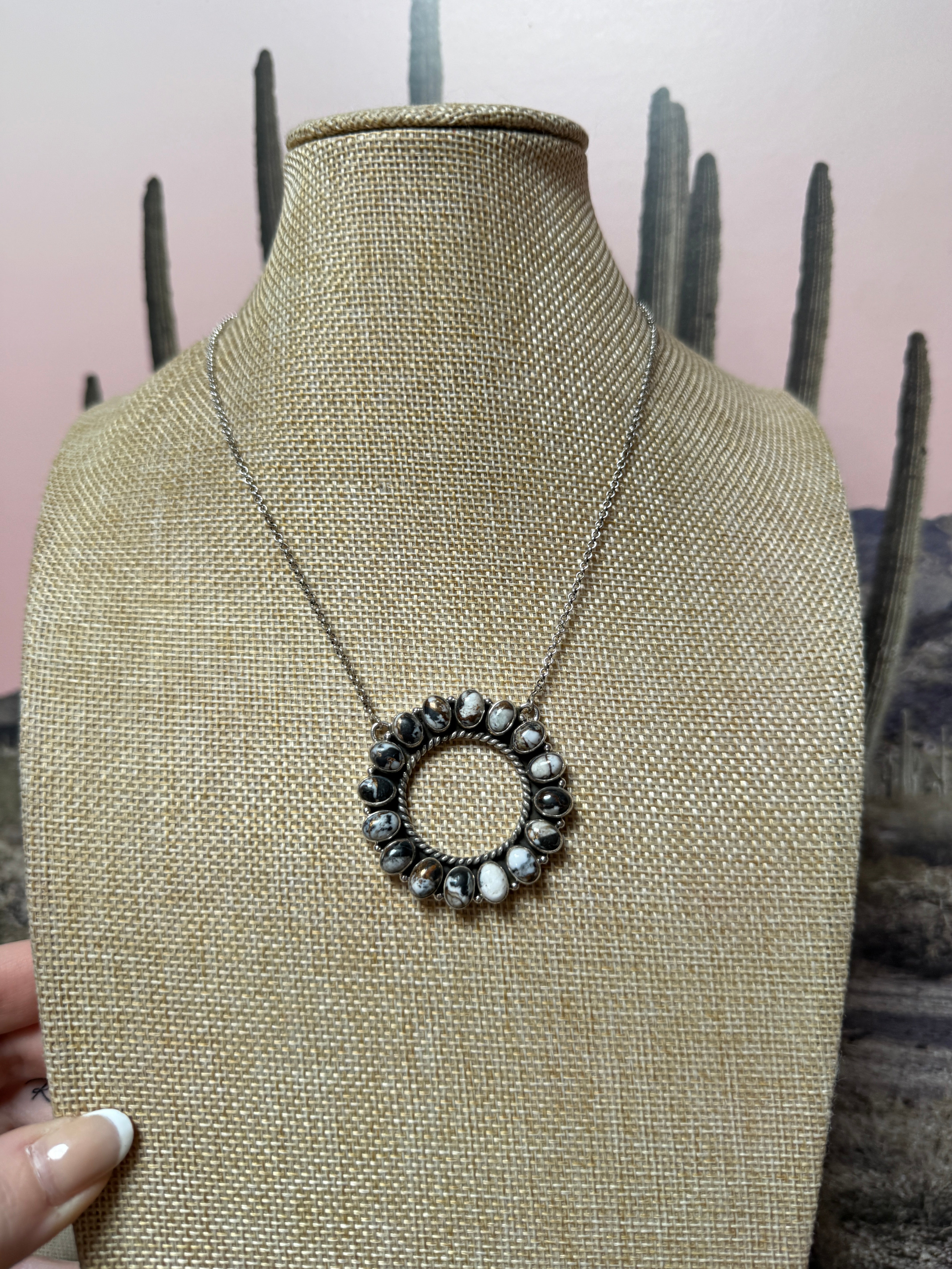 Handmade Sterling Silver & White Buffalo Mojave Necklace