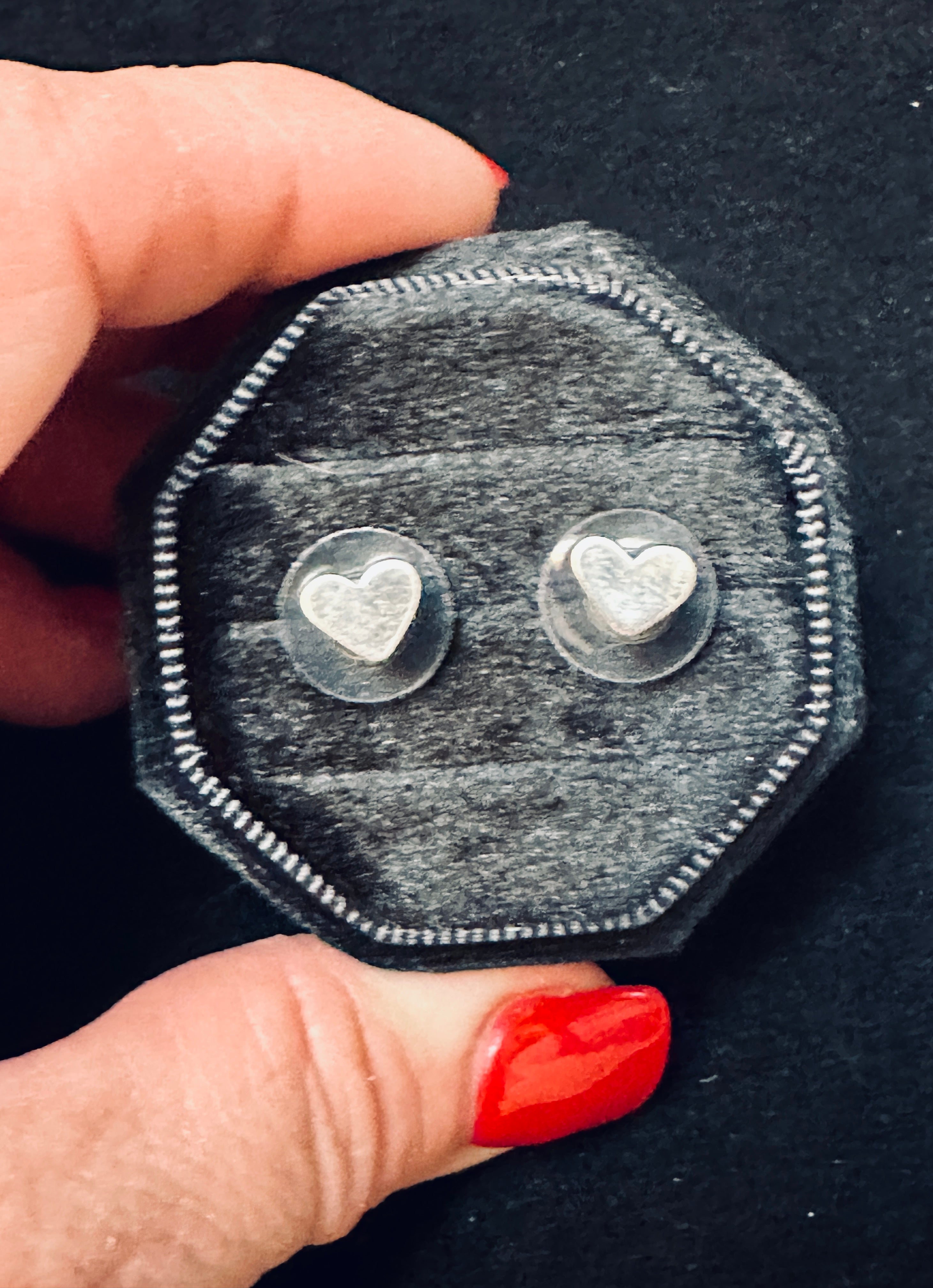 Tiny Heart Sterling Silver Stud Earrings