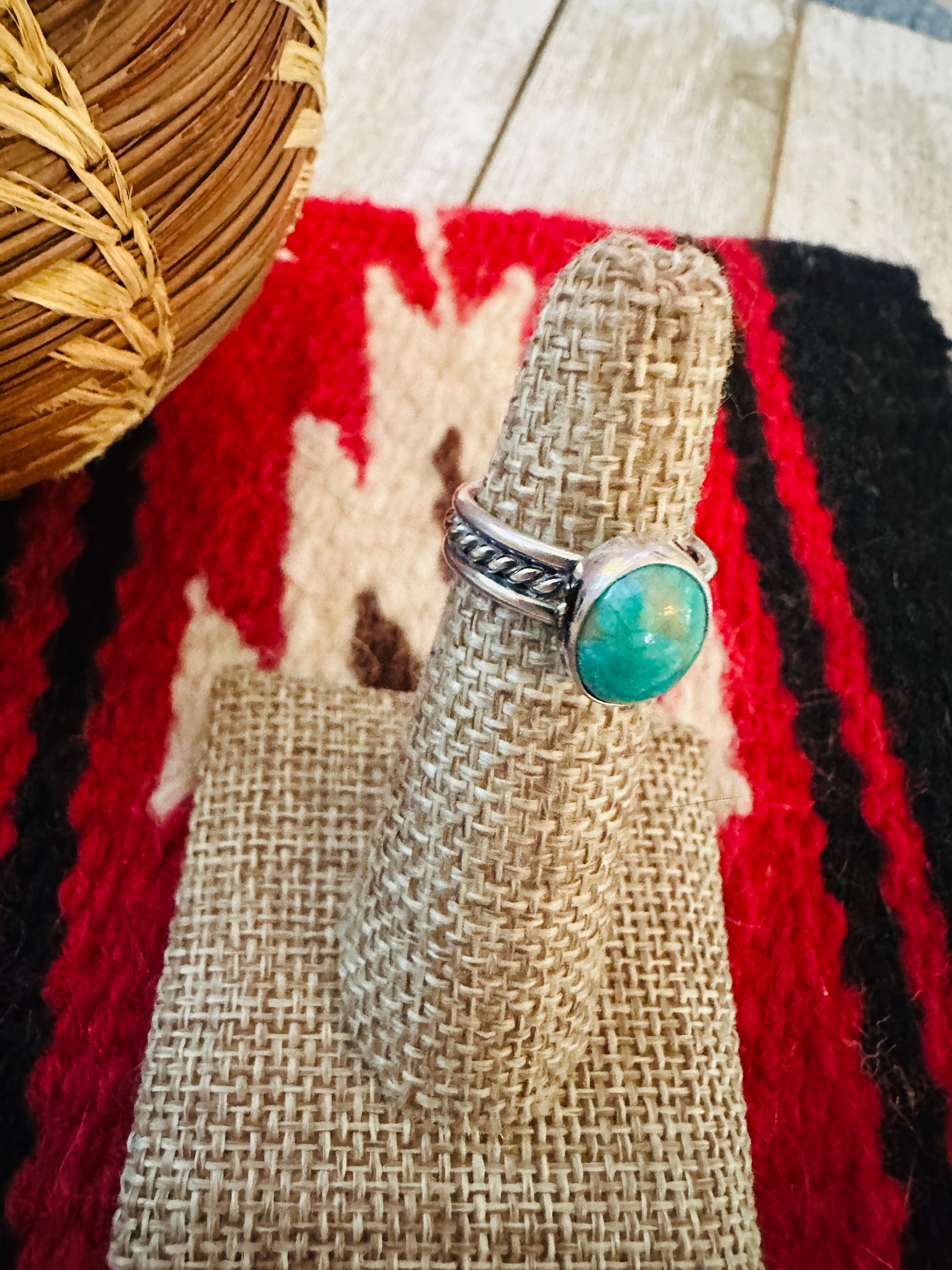 Navajo Turquoise & Sterling Silver Ring Size 4.5