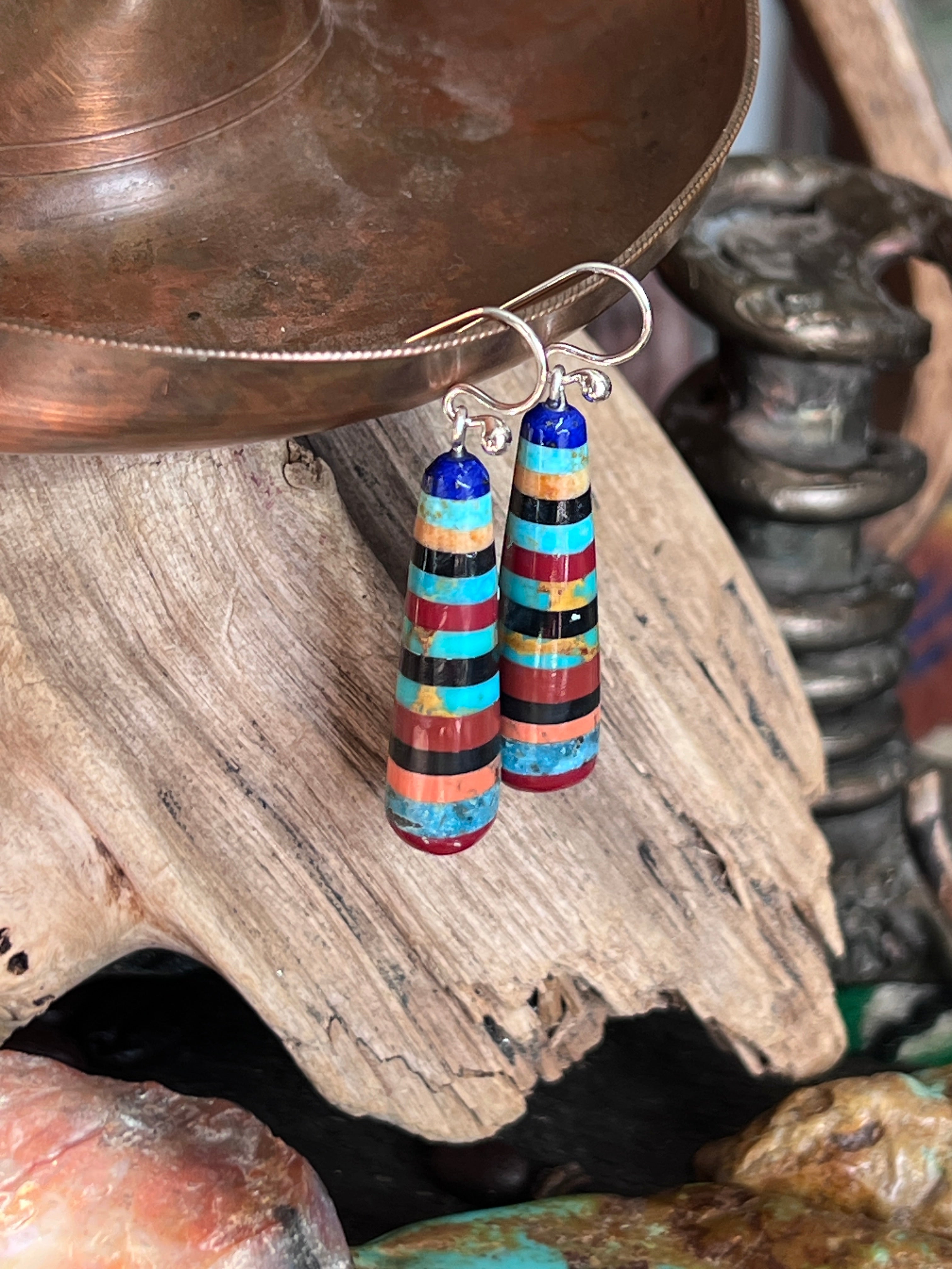 Santo Domingo Layered Multistone Earrings by Ronald Chavez, Stacked Gems #6