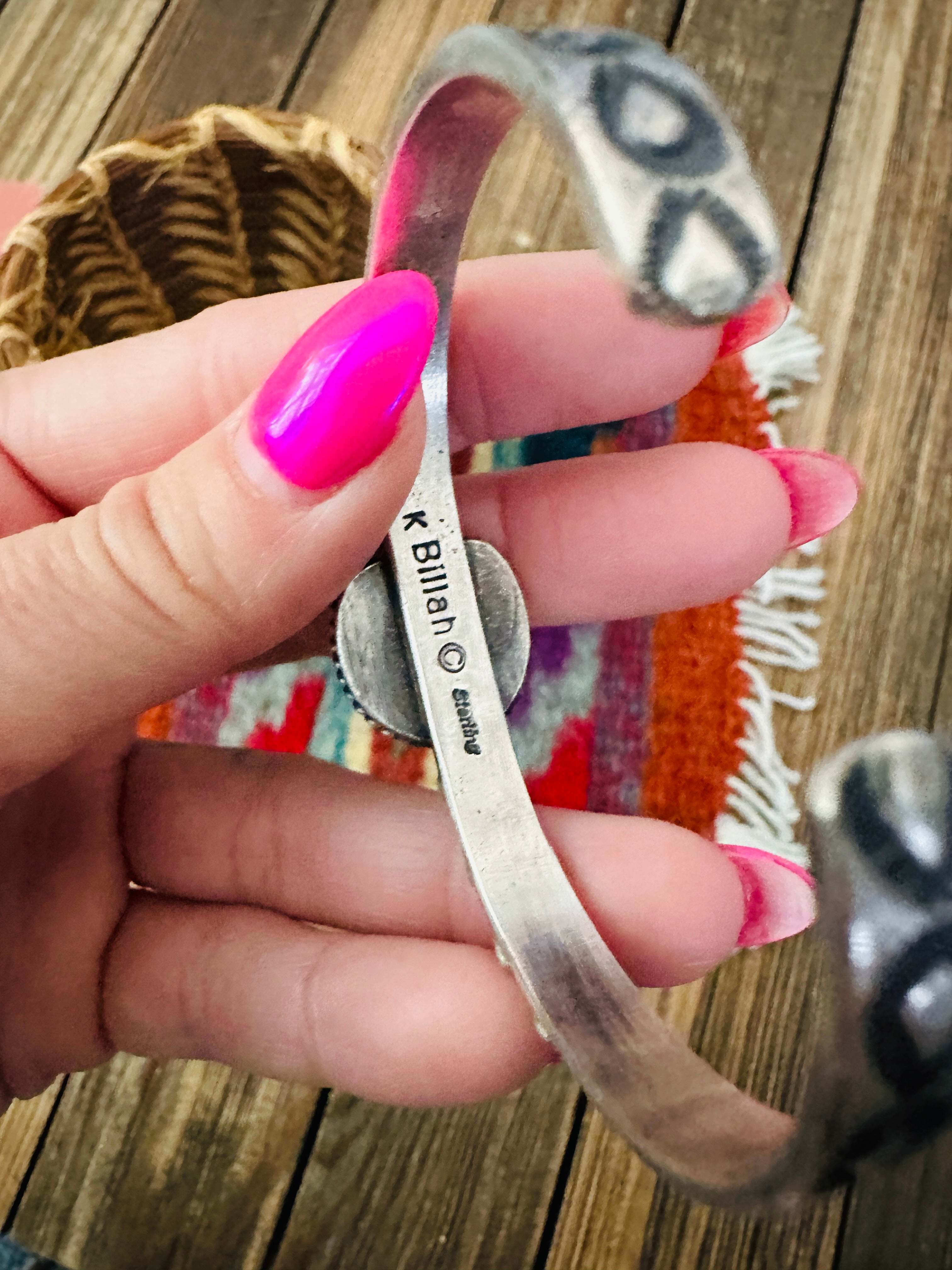 Handcrafted Turquoise & Sterling Silver Cuff Bracelet by Kevin Billah