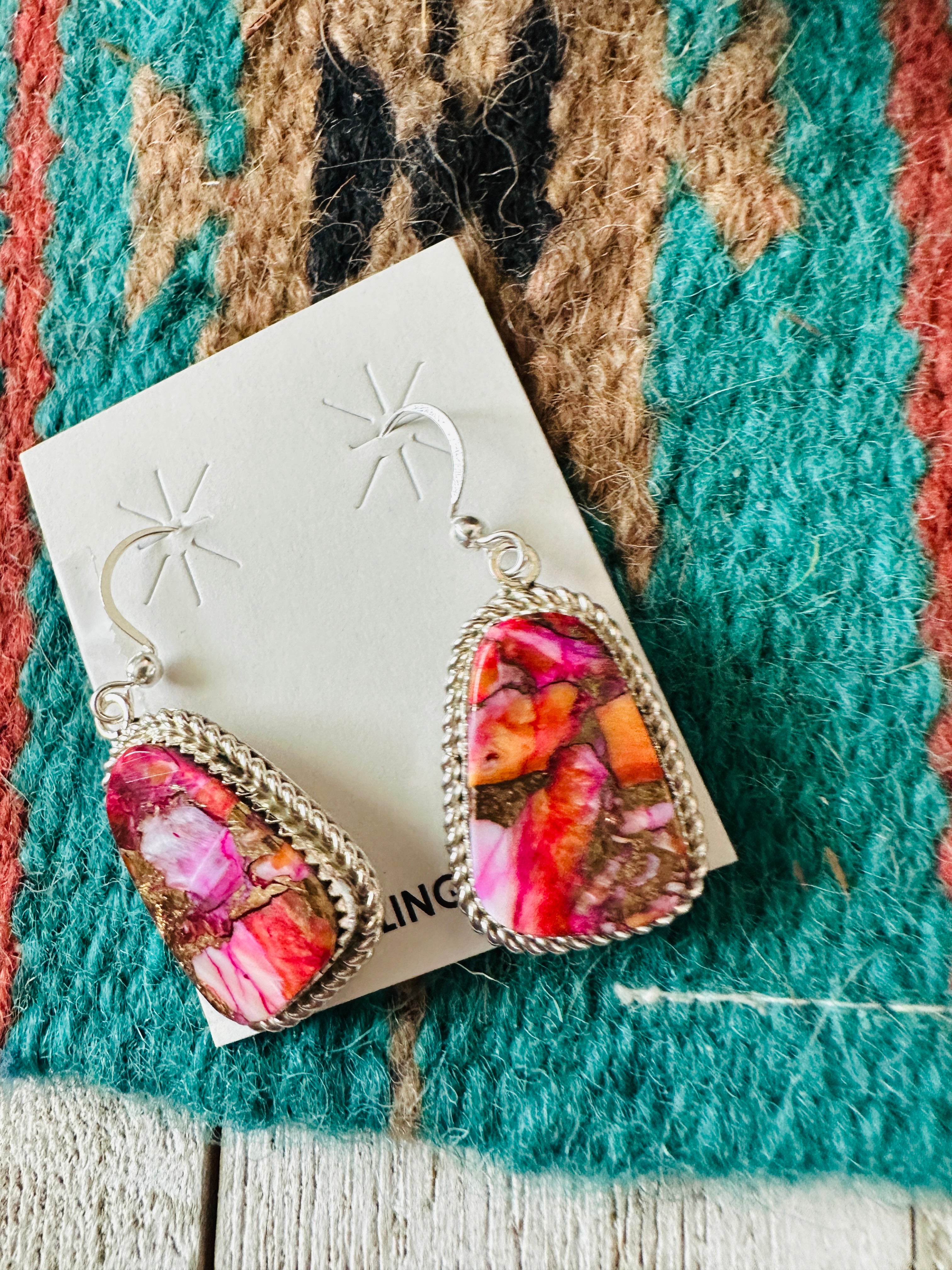 Handcrafted Pink Mojave and Sterling Silver Dangle Earrings